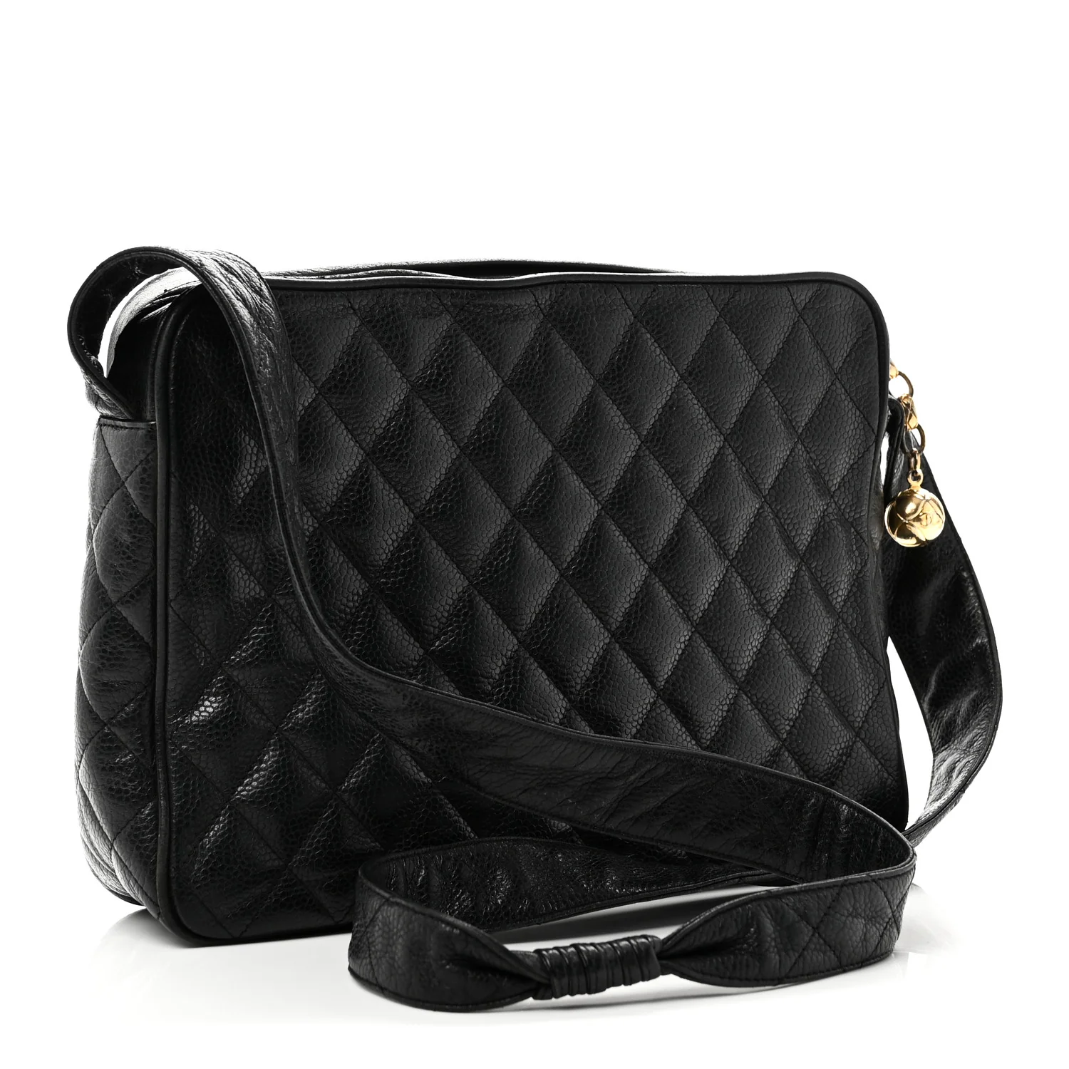 Caviar Quilted Flap Shoulder Bag Black - Image 3