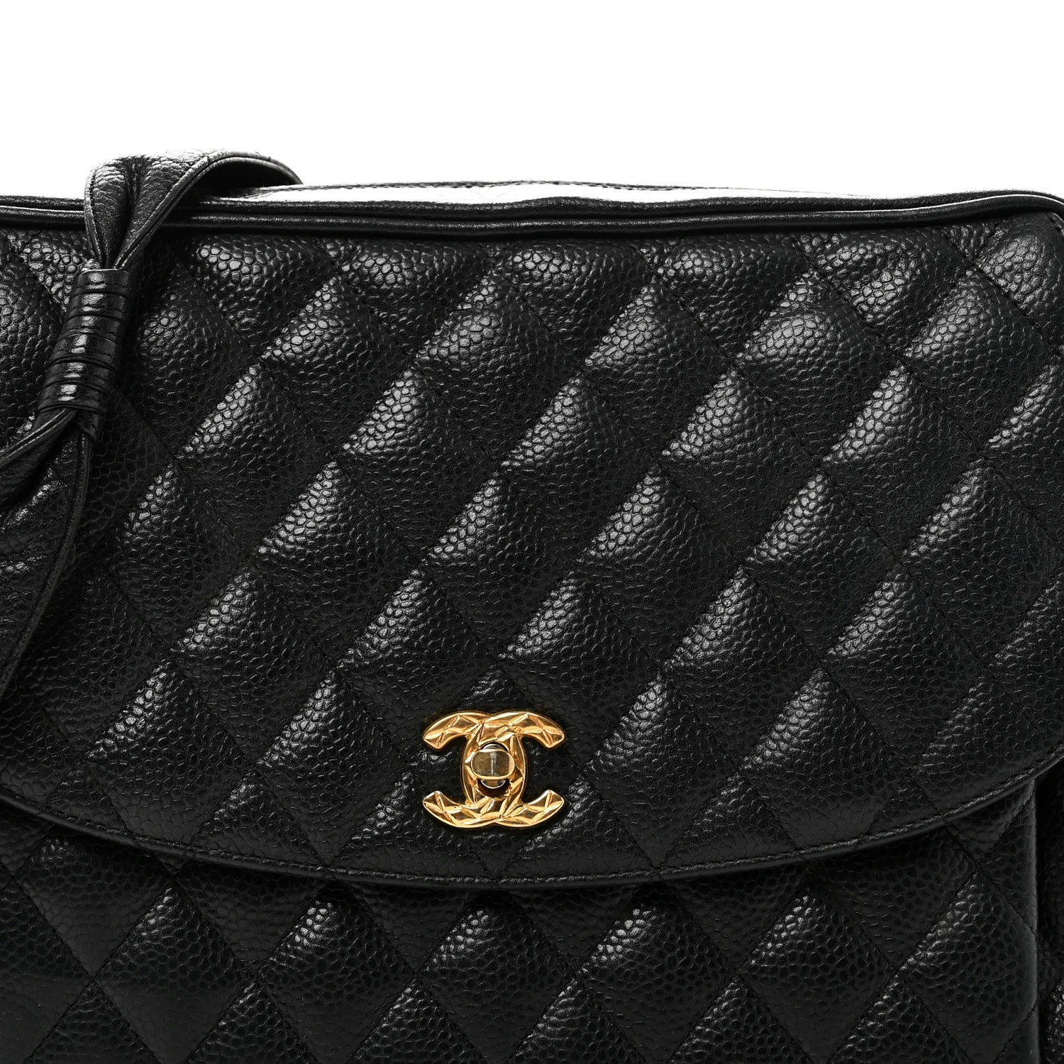 Caviar Quilted Flap Shoulder Bag Black - Image 8