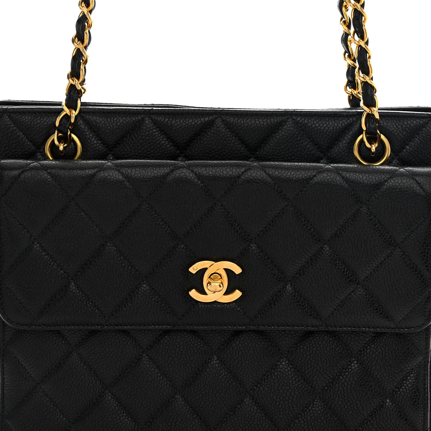 Caviar Quilted Flap Shoulder Bag Black - Image 9