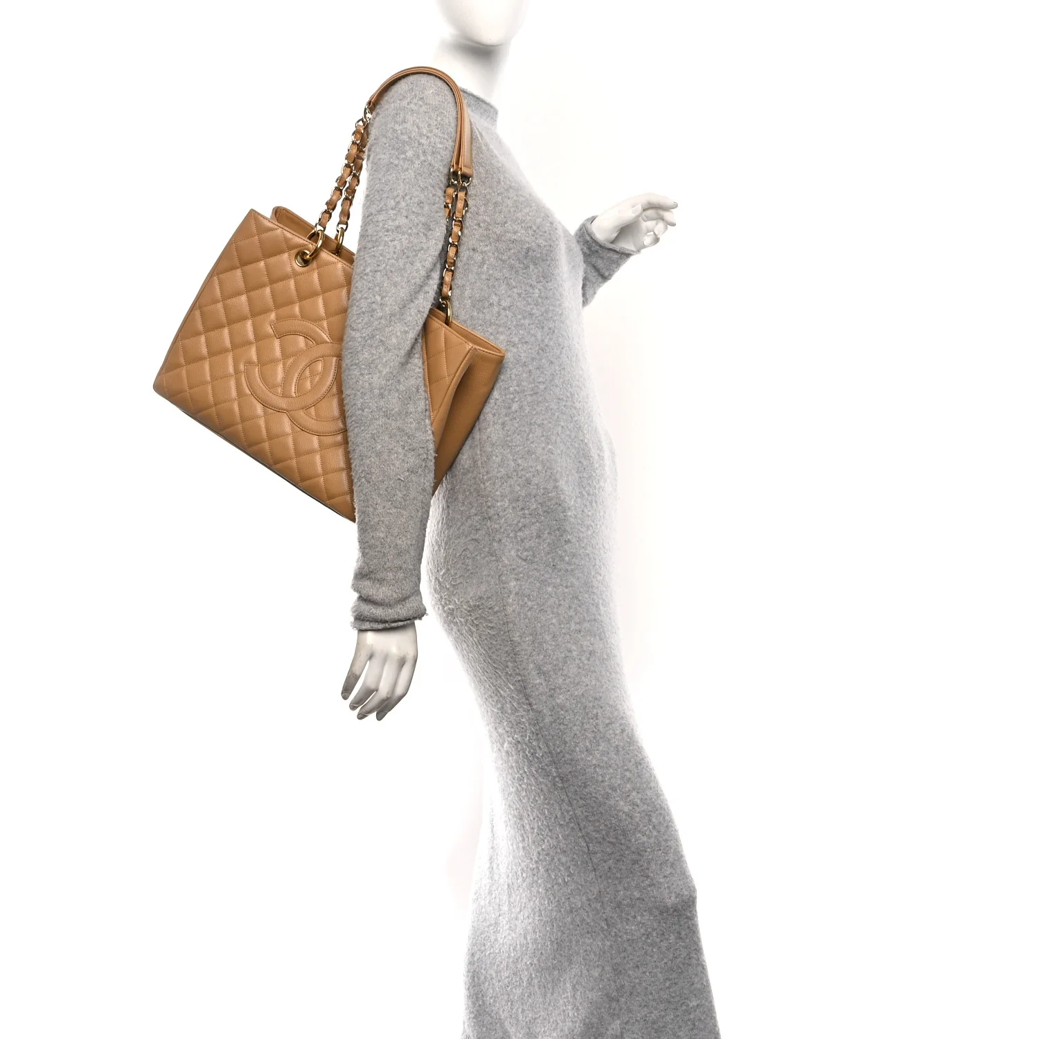 Caviar Quilted Grand Shopping Tote GST Beige - Image 2
