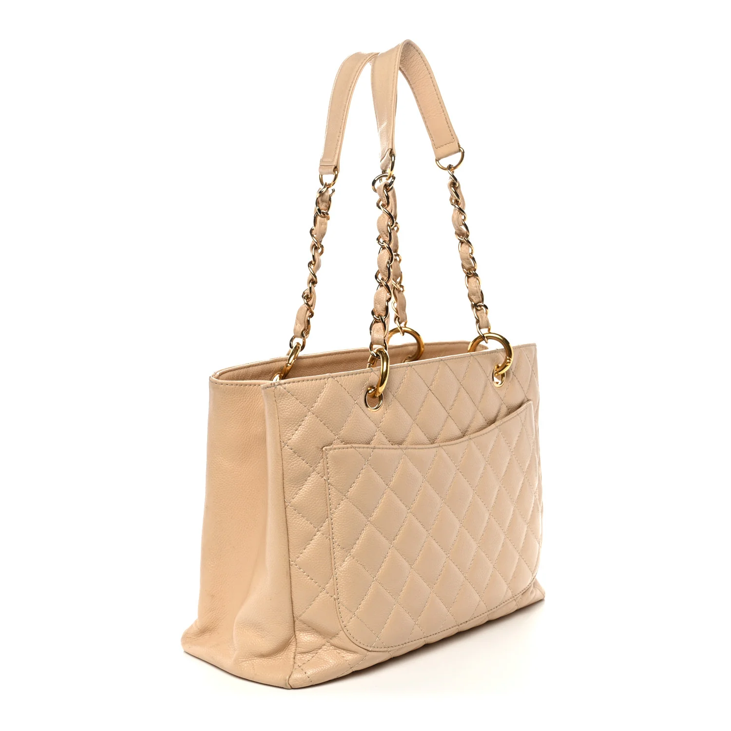 Caviar Quilted Grand Shopping Tote GST Beige - Image 3