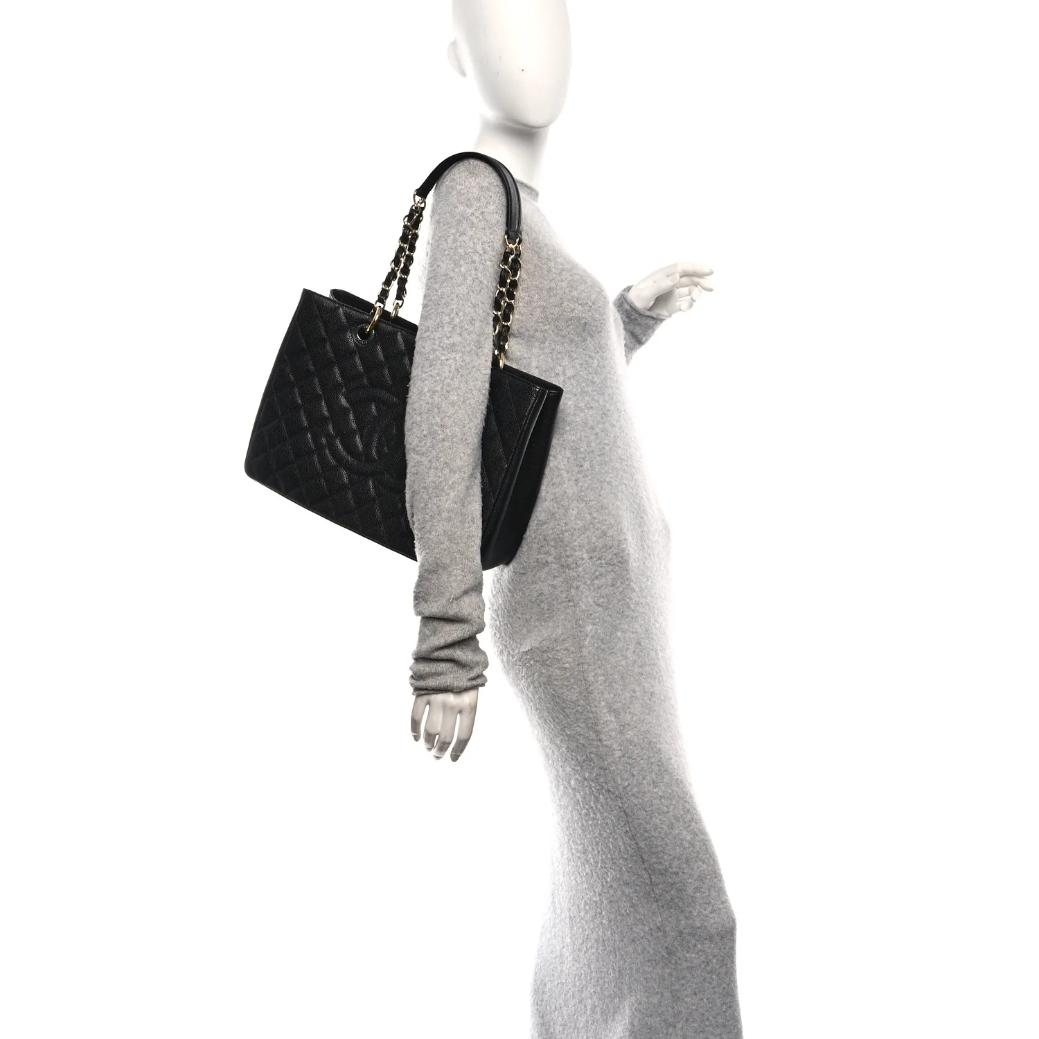 Caviar Quilted Grand Shopping Tote GST Black - Image 2