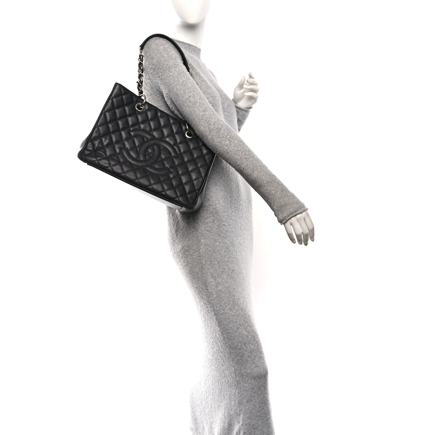 Caviar Quilted Grand Shopping Tote GST Black - Image 2