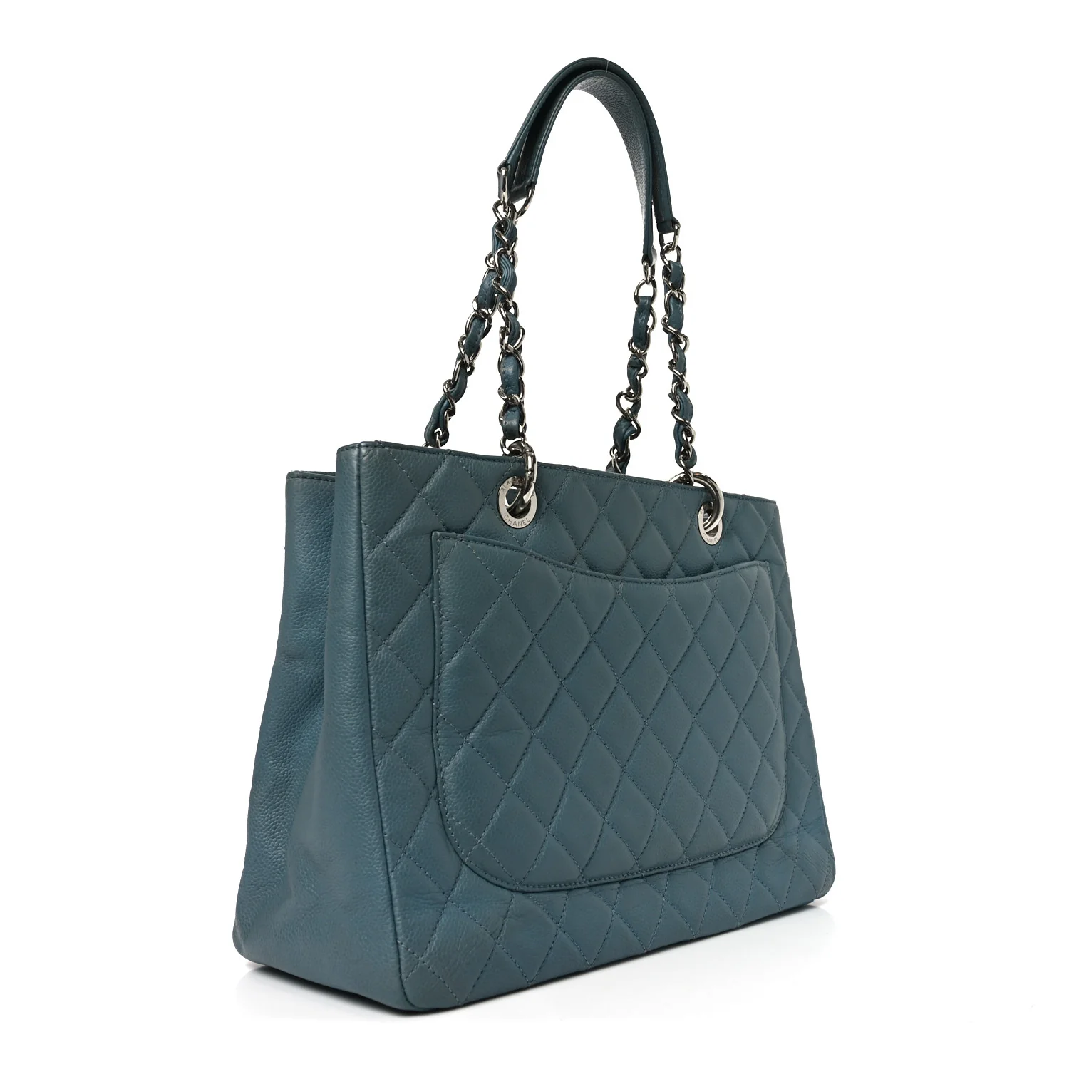 Caviar Quilted Grand Shopping Tote GST Blue - Image 3