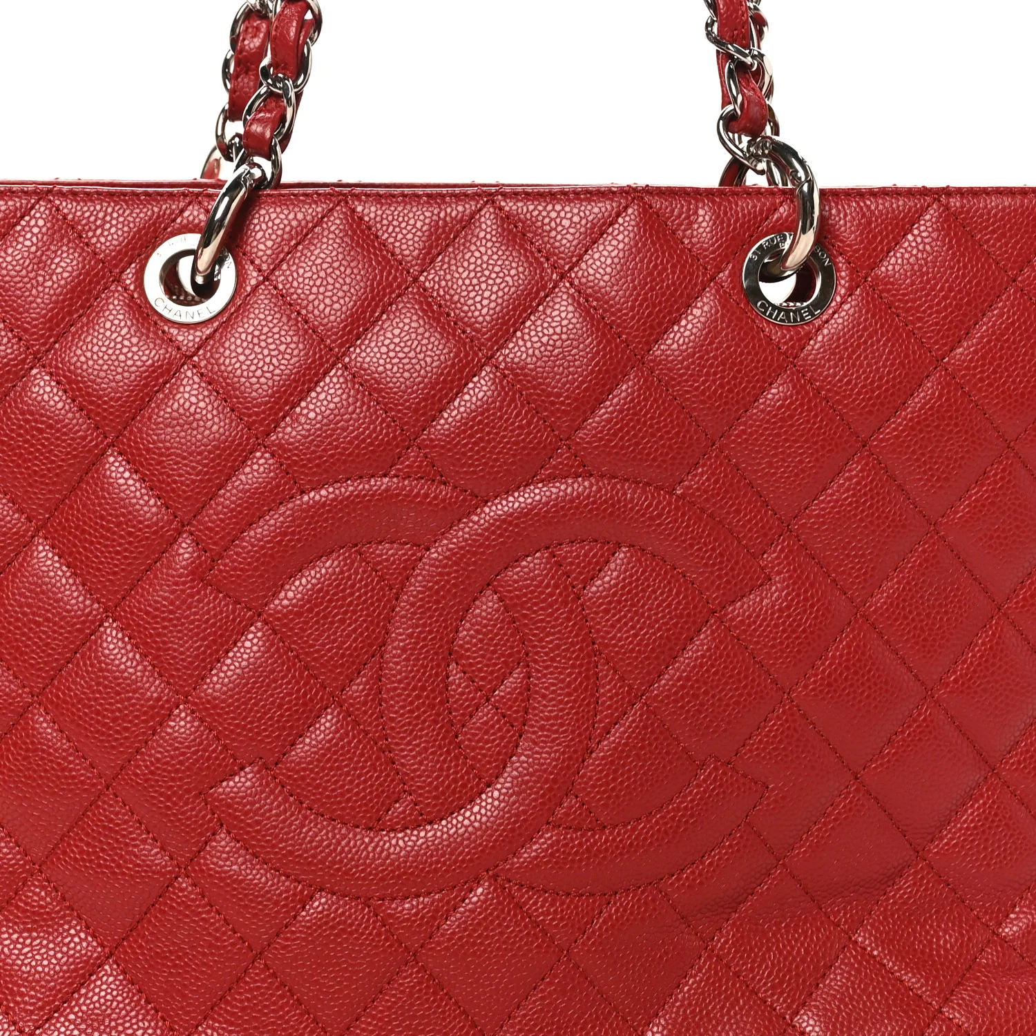 Caviar Quilted Grand Shopping Tote GST Red - Image 8