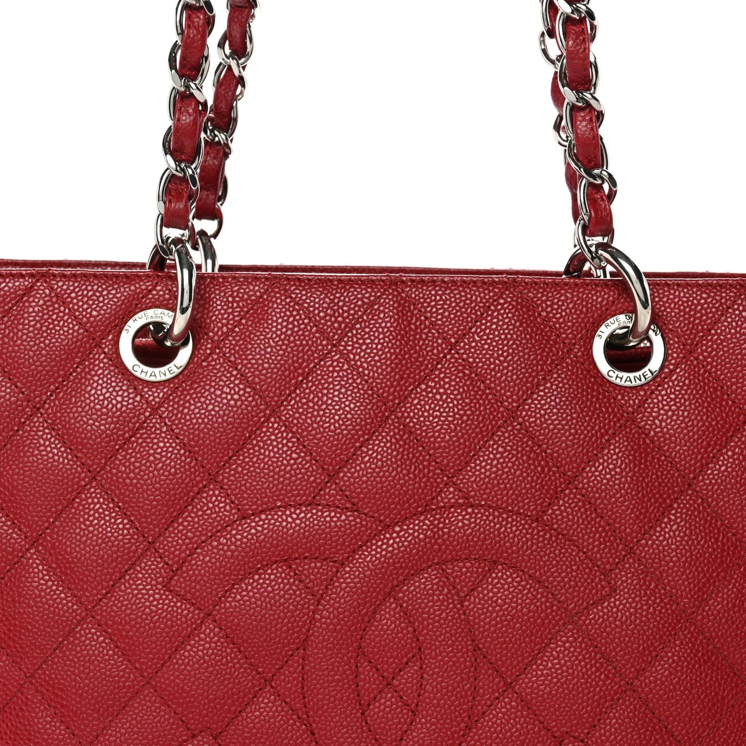 Caviar Quilted Grand Shopping Tote GST Red - Image 9