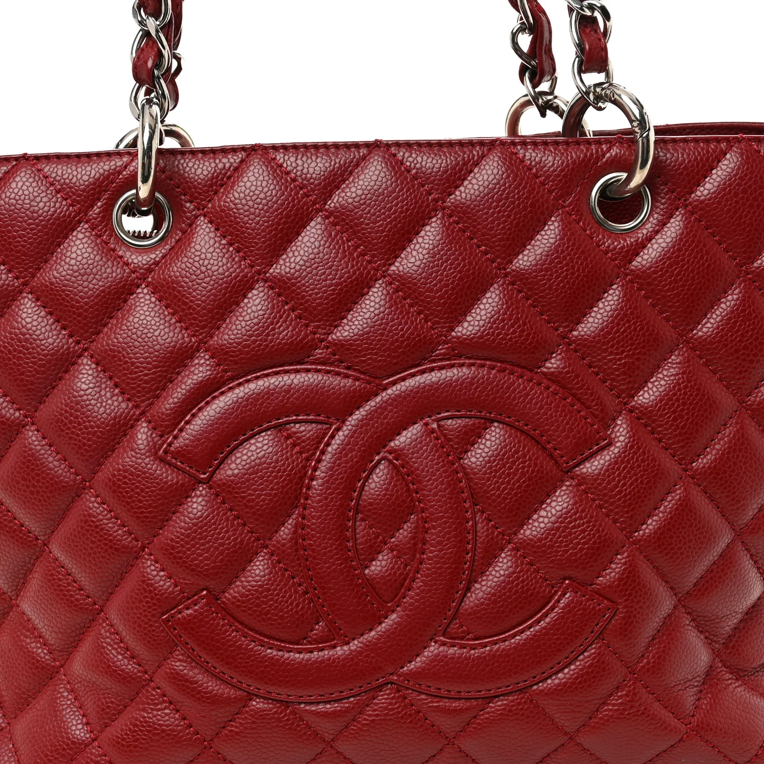 Caviar Quilted Grand Shopping Tote GST Red - Image 9