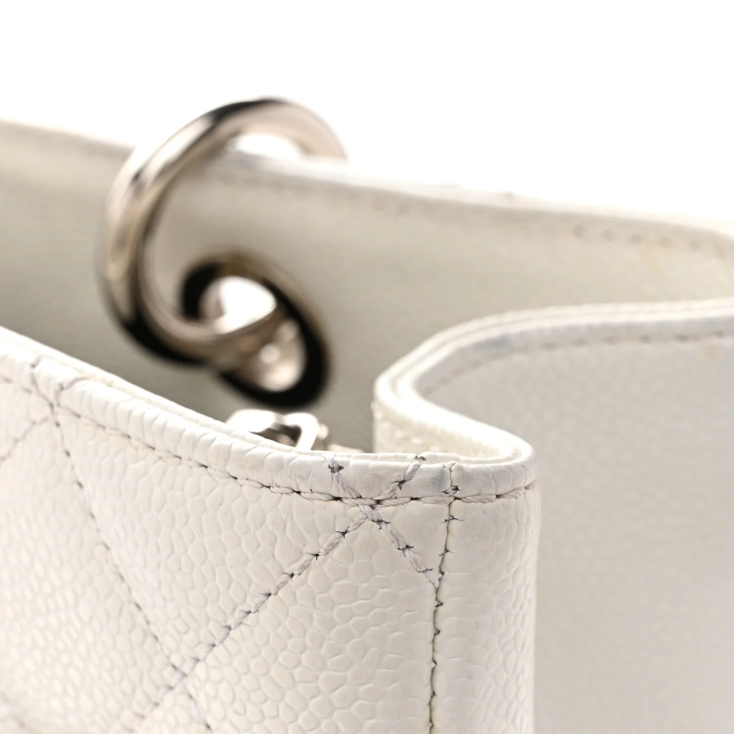Caviar Quilted Grand Shopping Tote GST White - Image 12