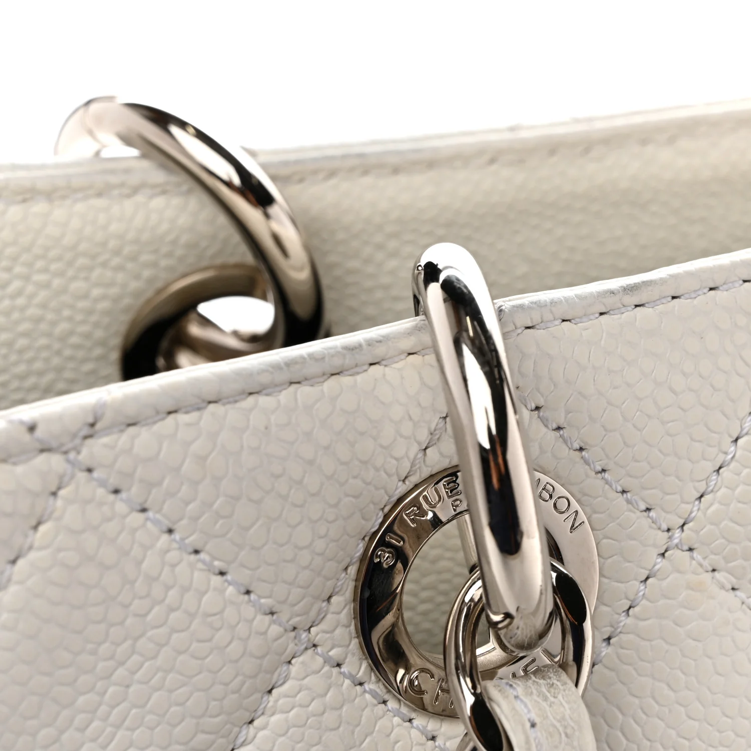 Caviar Quilted Grand Shopping Tote GST White - Image 13