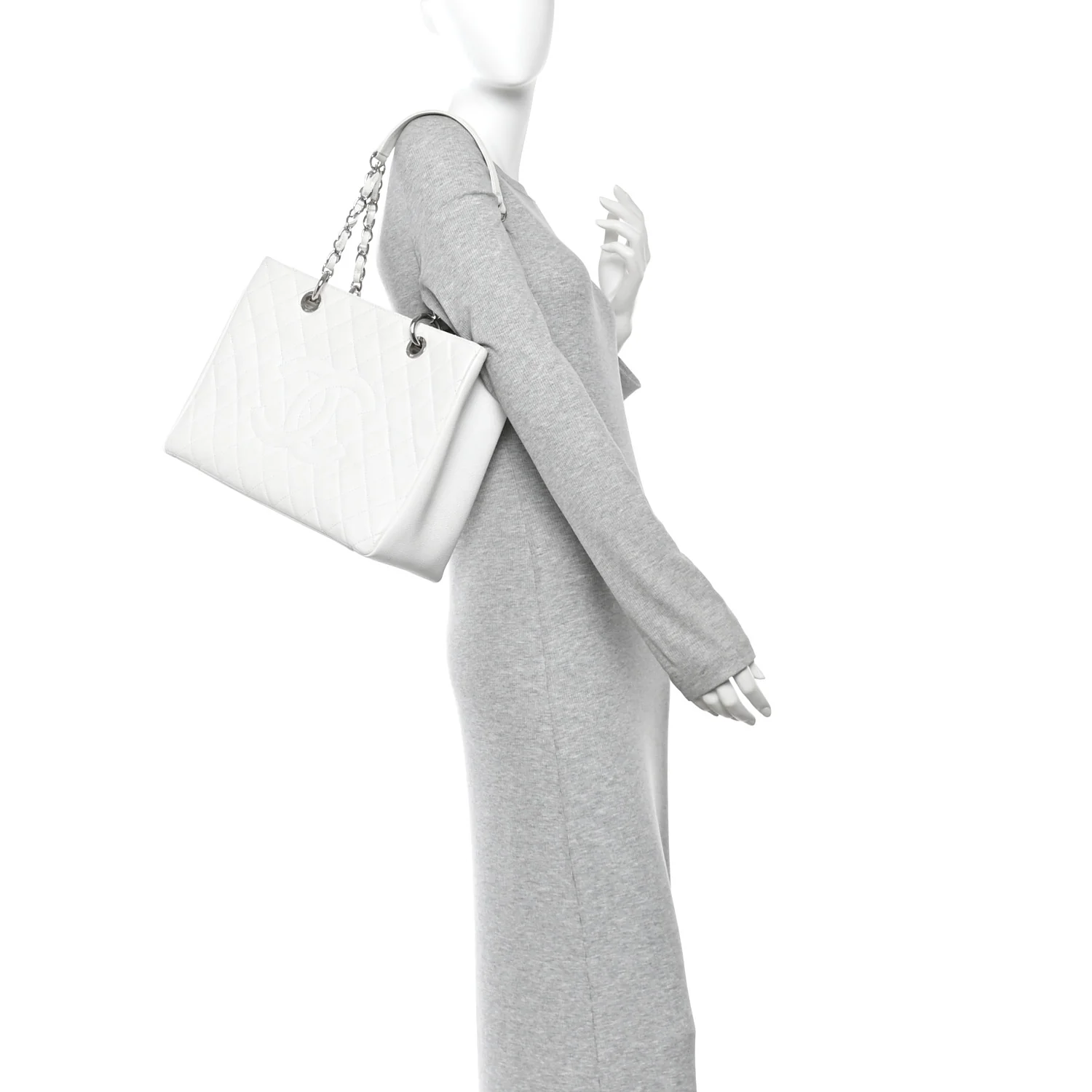 Caviar Quilted Grand Shopping Tote GST White - Image 2