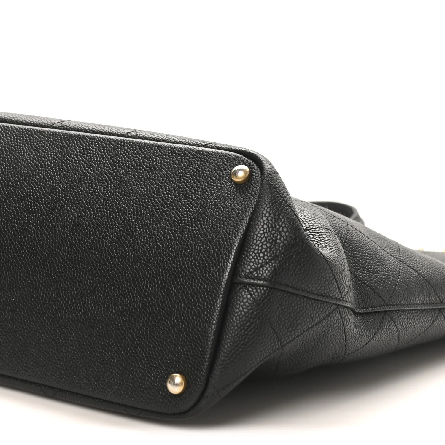 Caviar Quilted Grommet Embellished Piercing Chic Tote Bag Black - Image 10