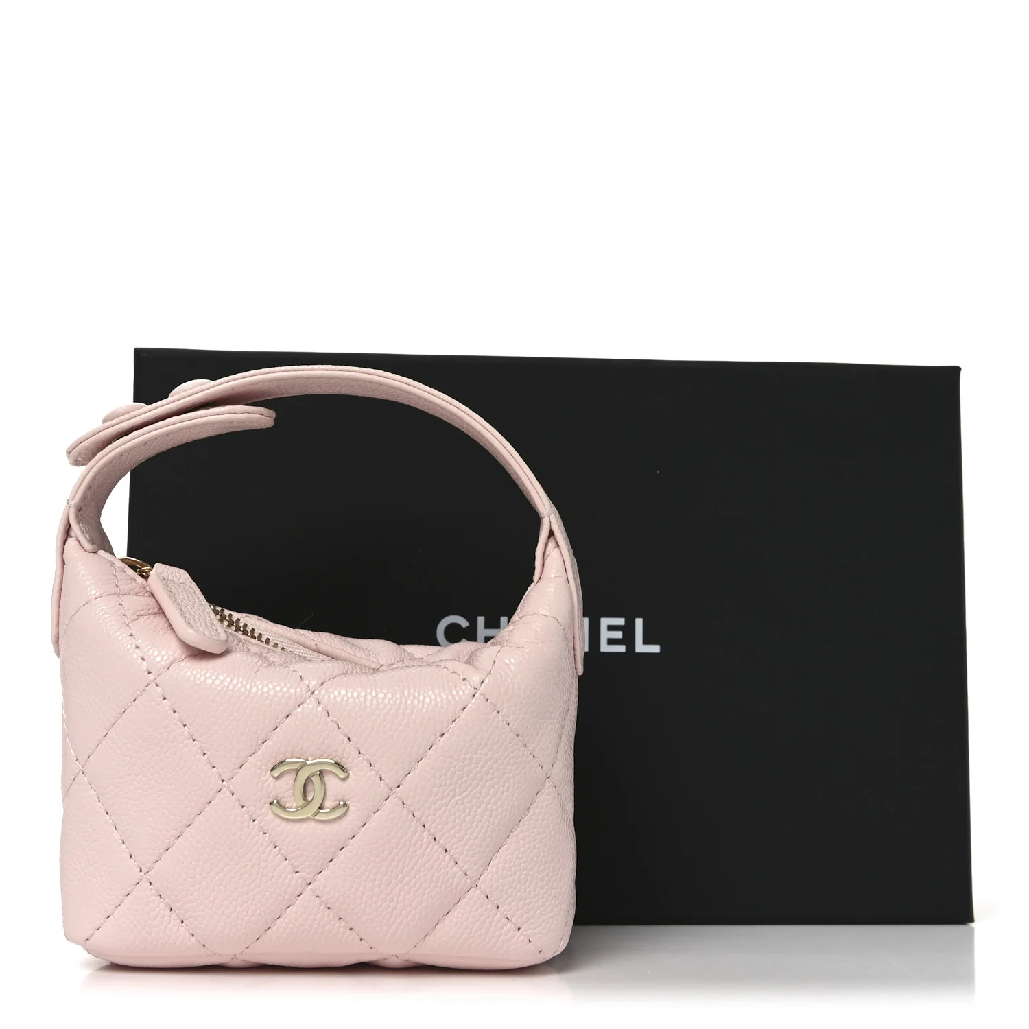 Caviar Quilted Hobo Bag Charm Light Pink - Image 10