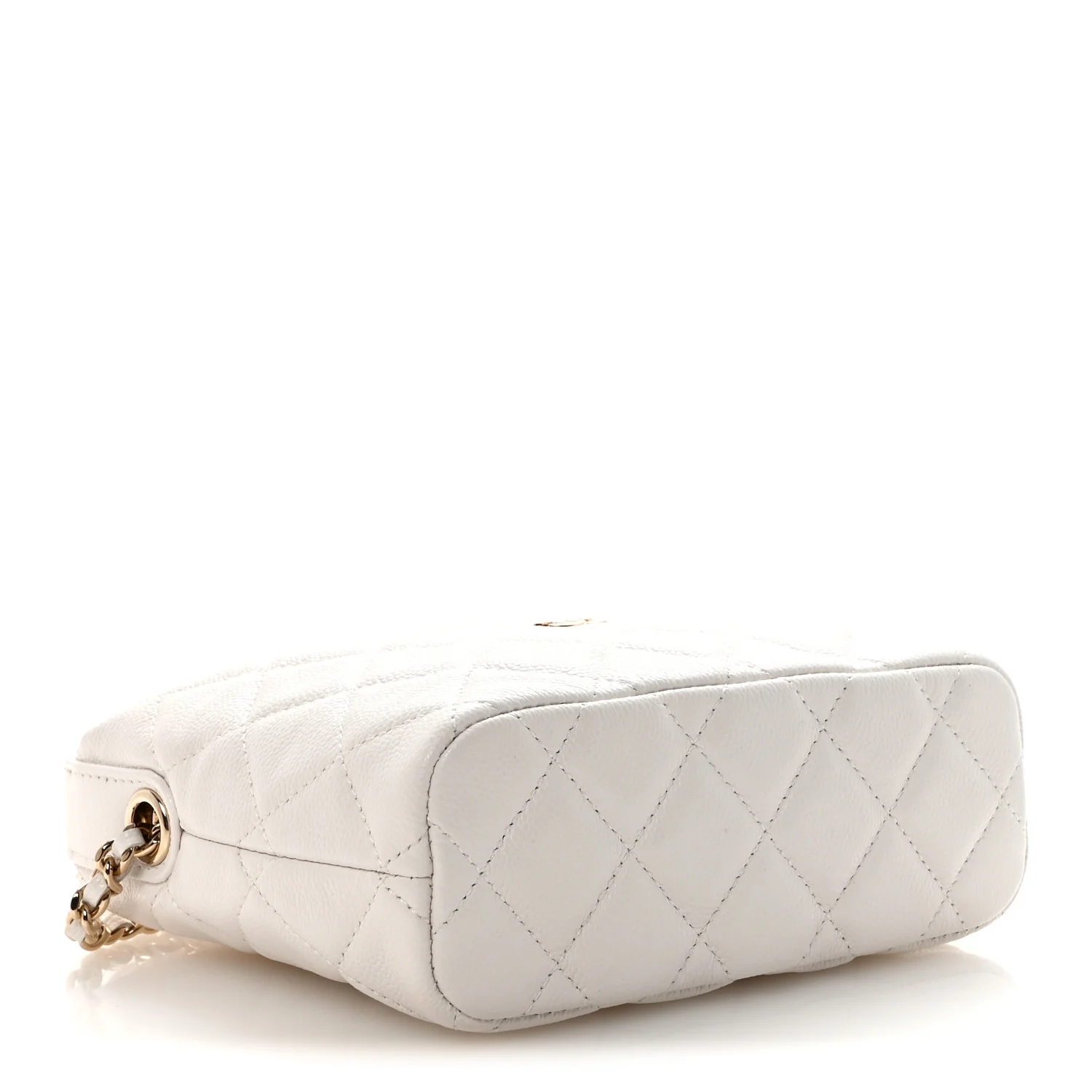 Caviar Quilted Hobo Clutch With Chain White - Image 4