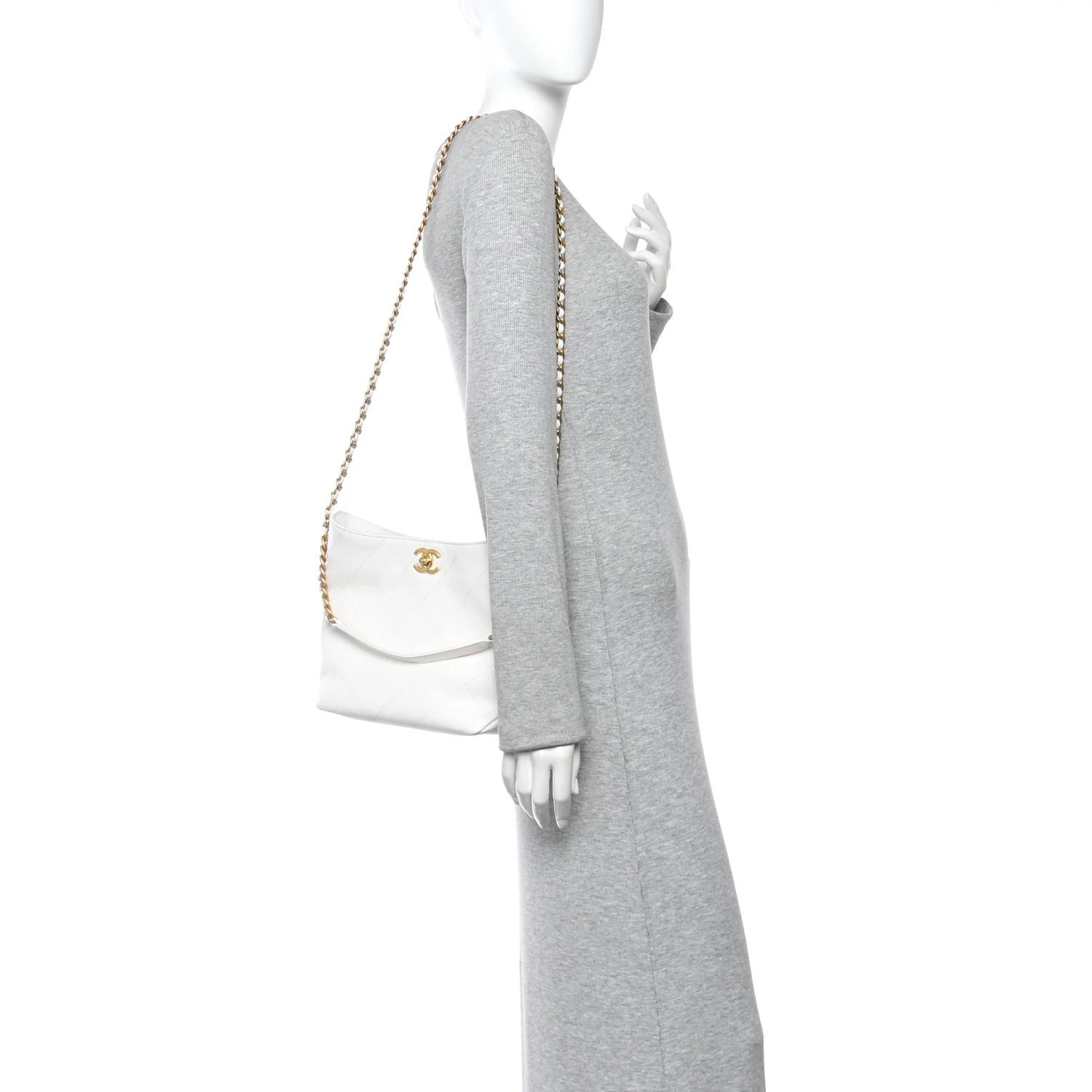Caviar Quilted Hobo White - Image 2