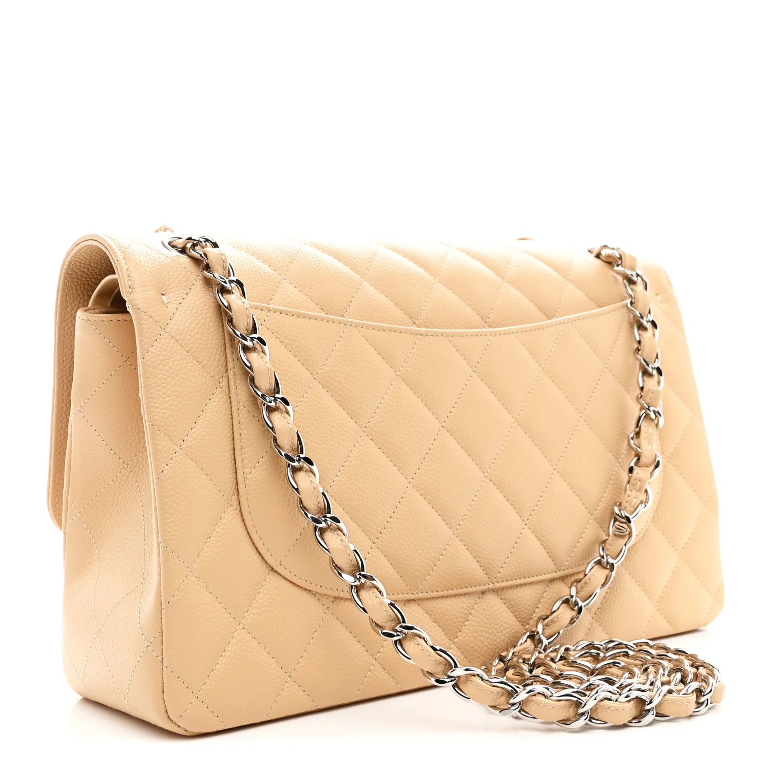 Caviar Quilted Jumbo Double Flap Beige Clair - Image 3
