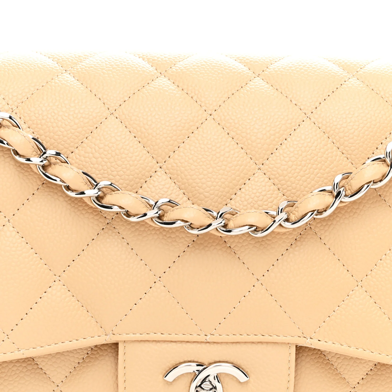 Caviar Quilted Jumbo Double Flap Beige Clair - Image 8