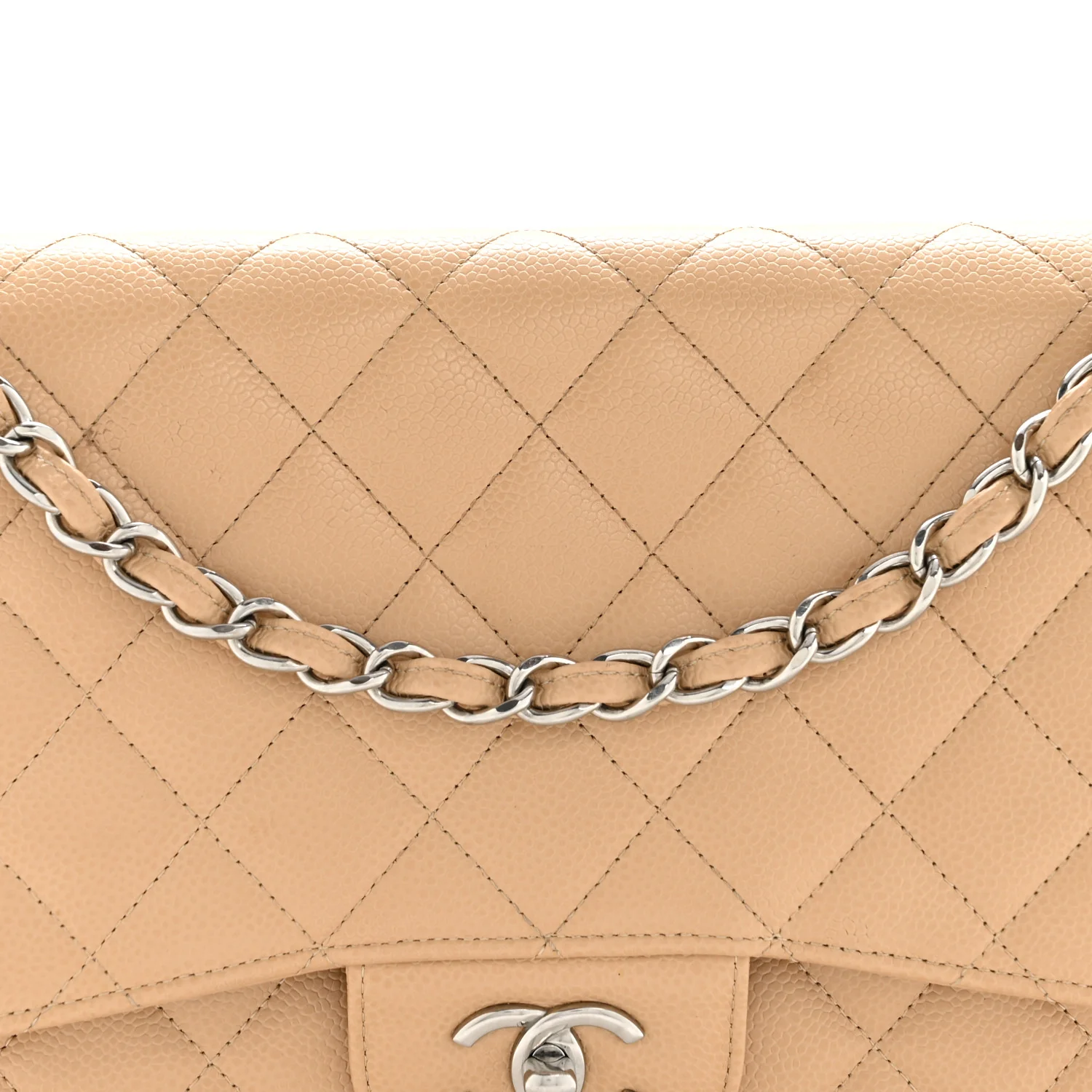 Caviar Quilted Jumbo Double Flap Beige Clair - Image 8