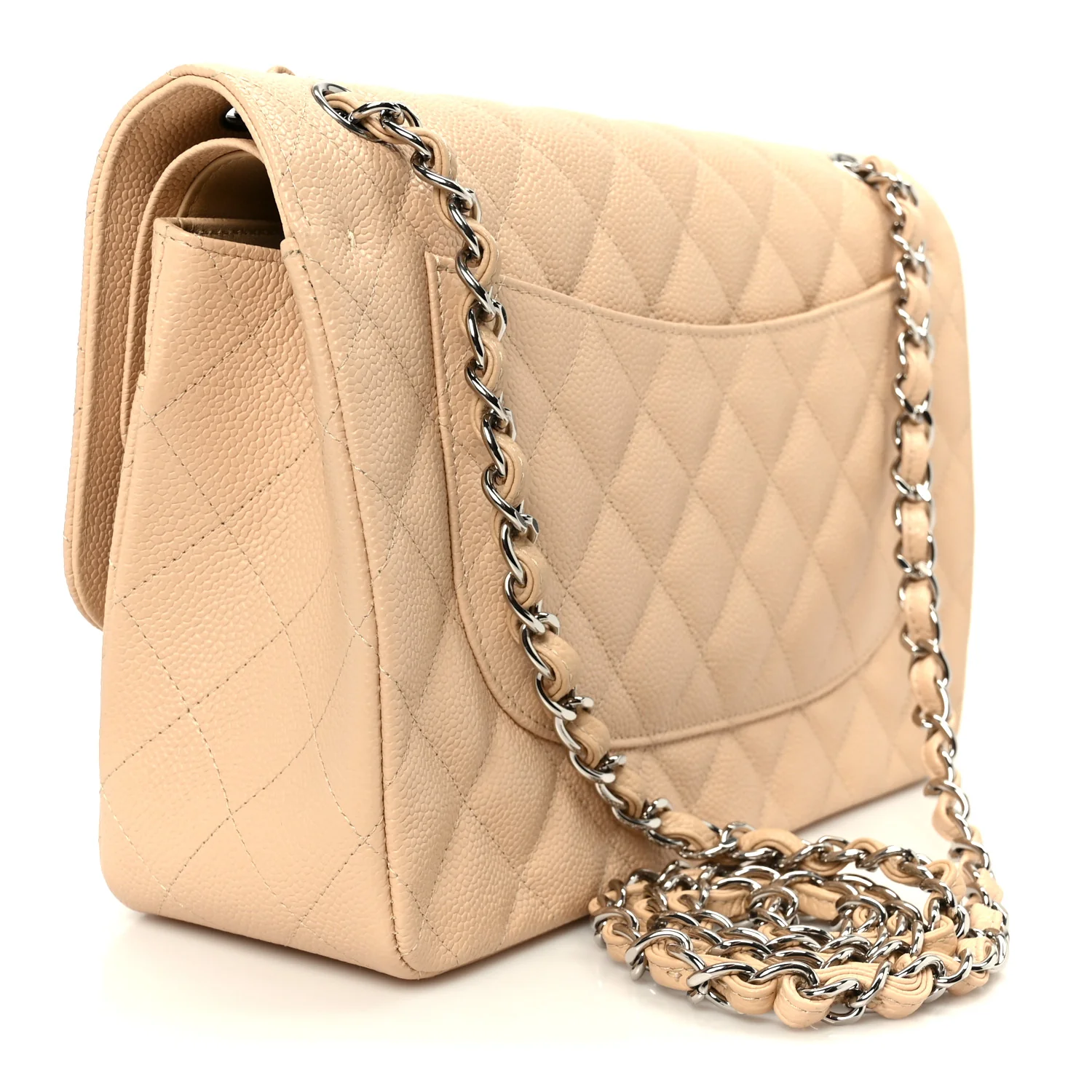 Caviar Quilted Jumbo Double Flap Beige Clair - Image 3