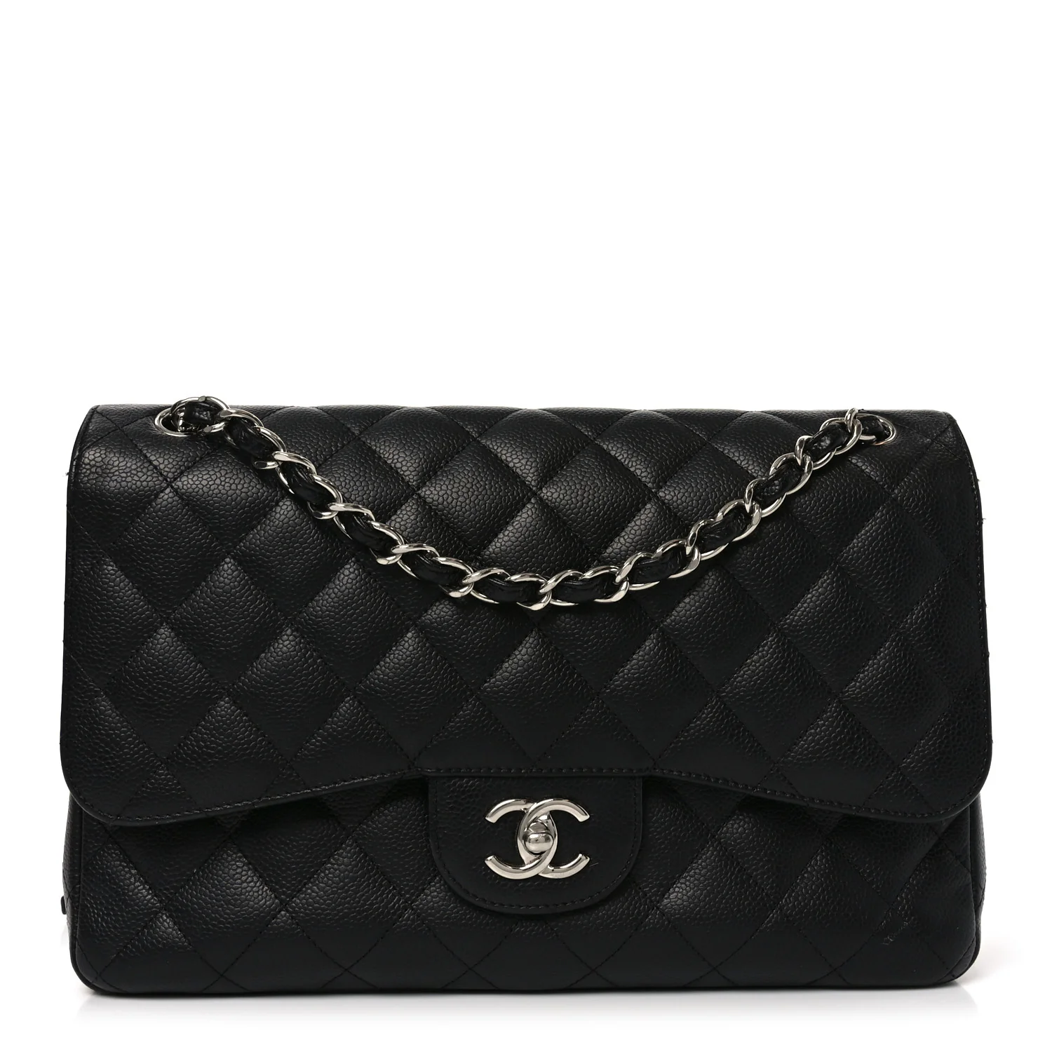 Caviar Quilted Jumbo Double Flap Black