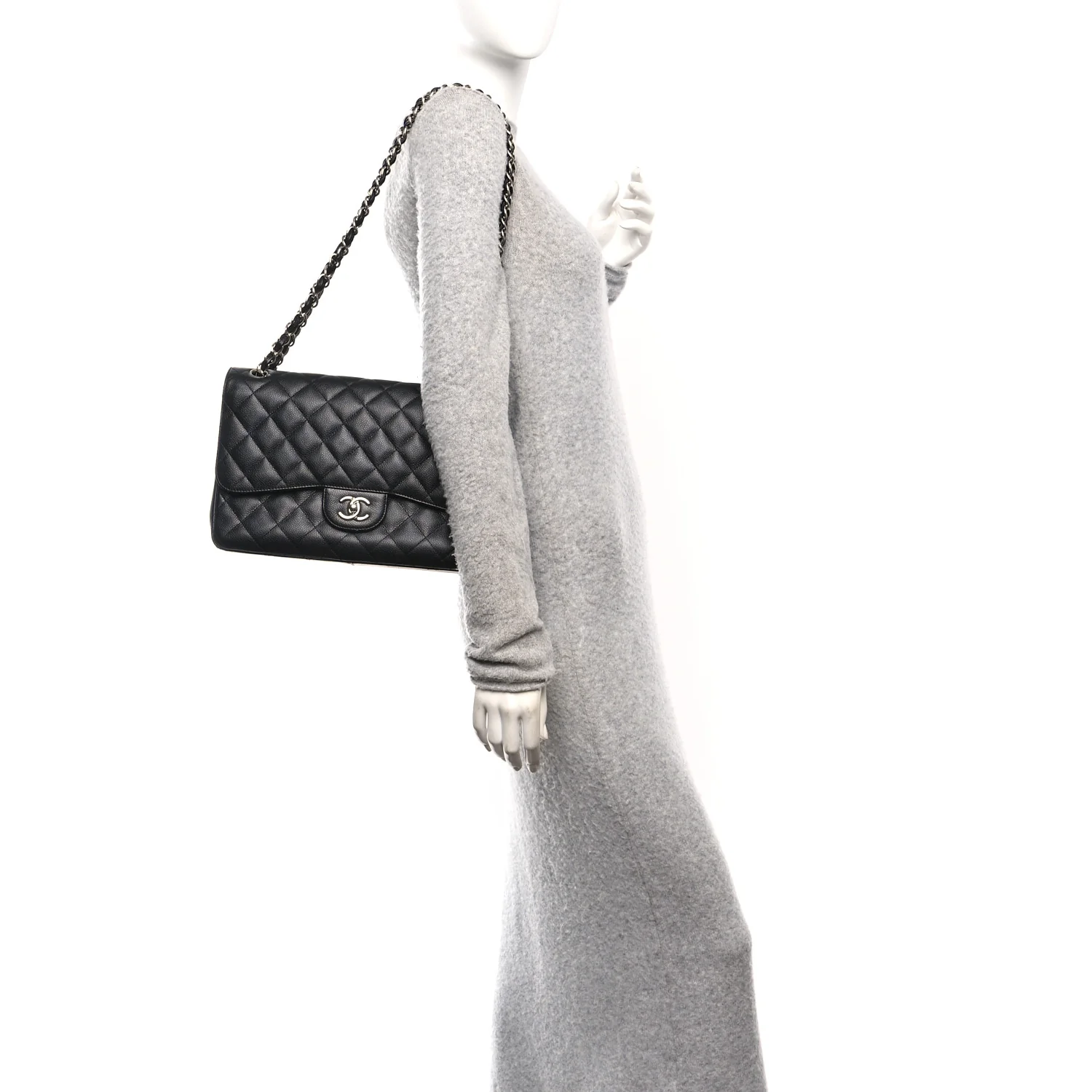 Caviar Quilted Jumbo Double Flap Black - Image 2
