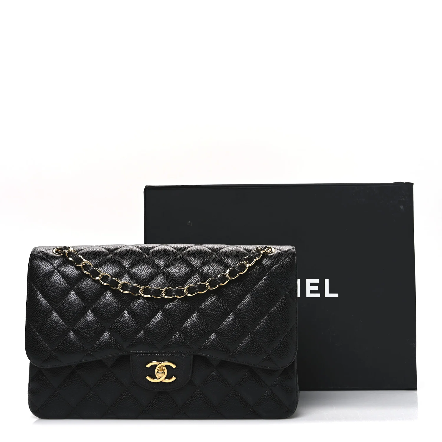 Caviar Quilted Jumbo Double Flap Black - Image 11