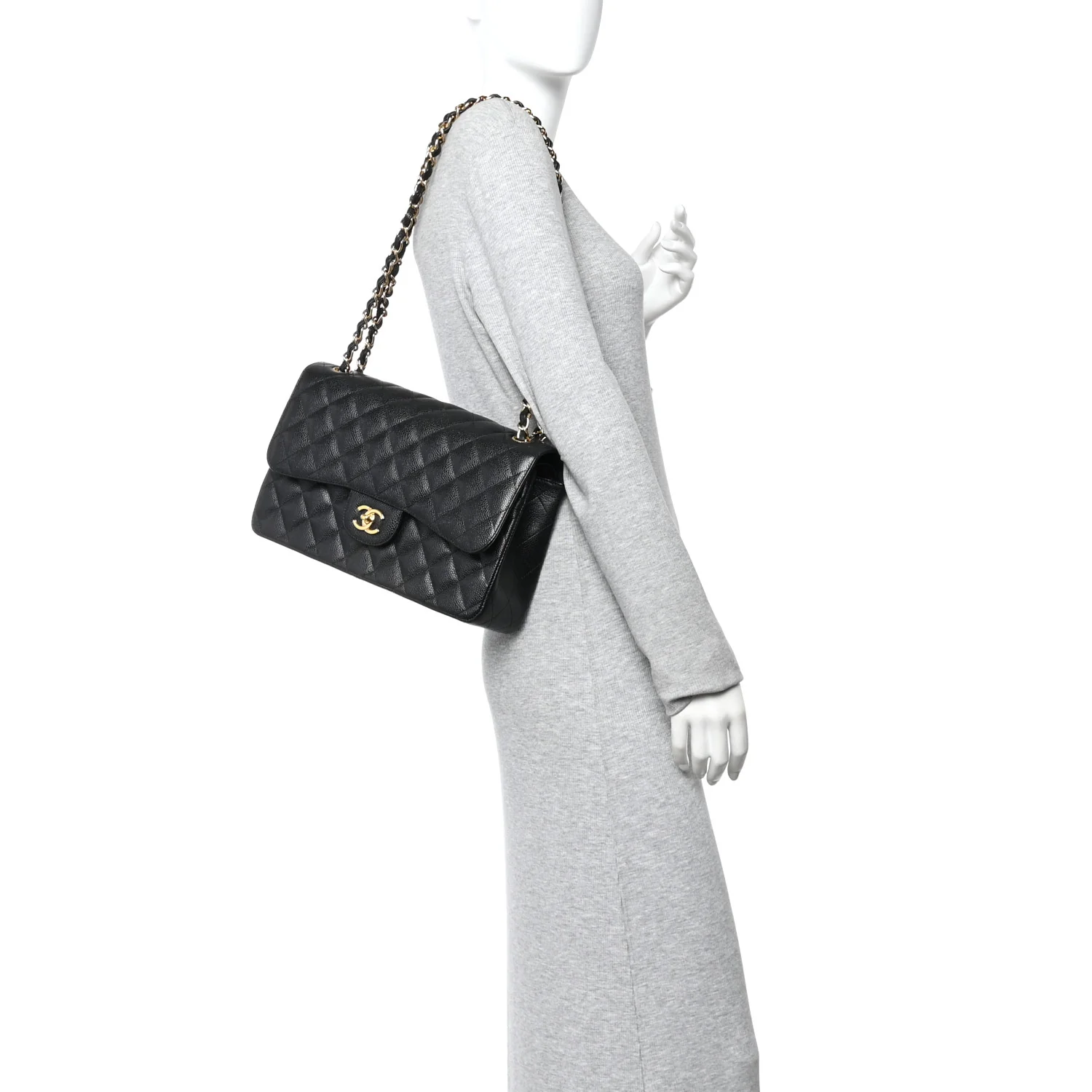 Caviar Quilted Jumbo Double Flap Black - Image 2