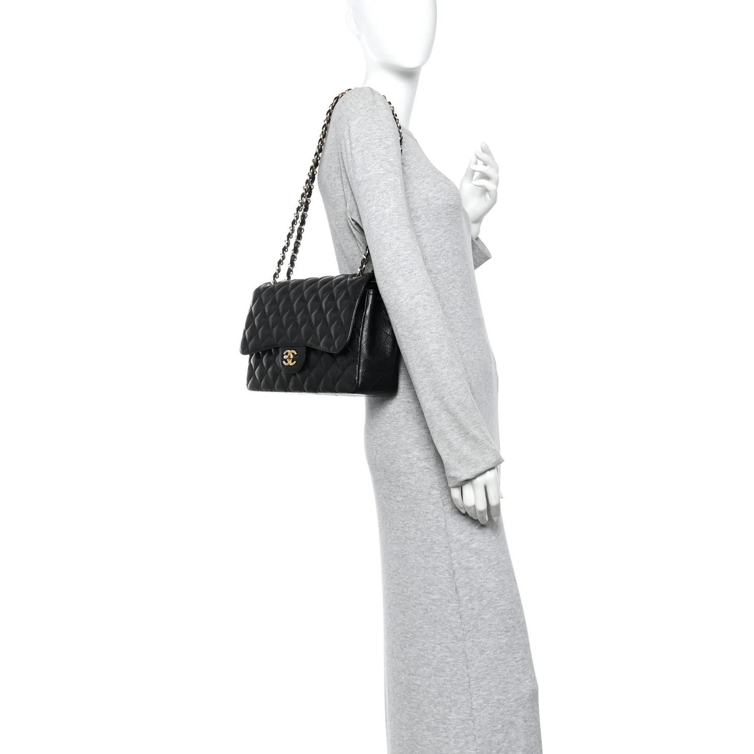 Caviar Quilted Jumbo Double Flap Black - Image 2