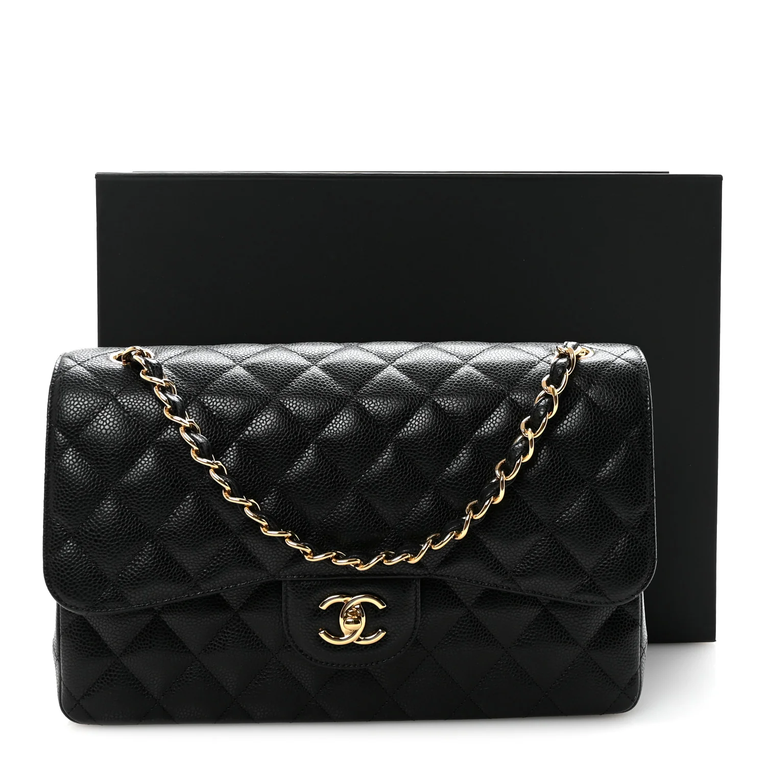 Caviar Quilted Jumbo Double Flap Black - Image 11