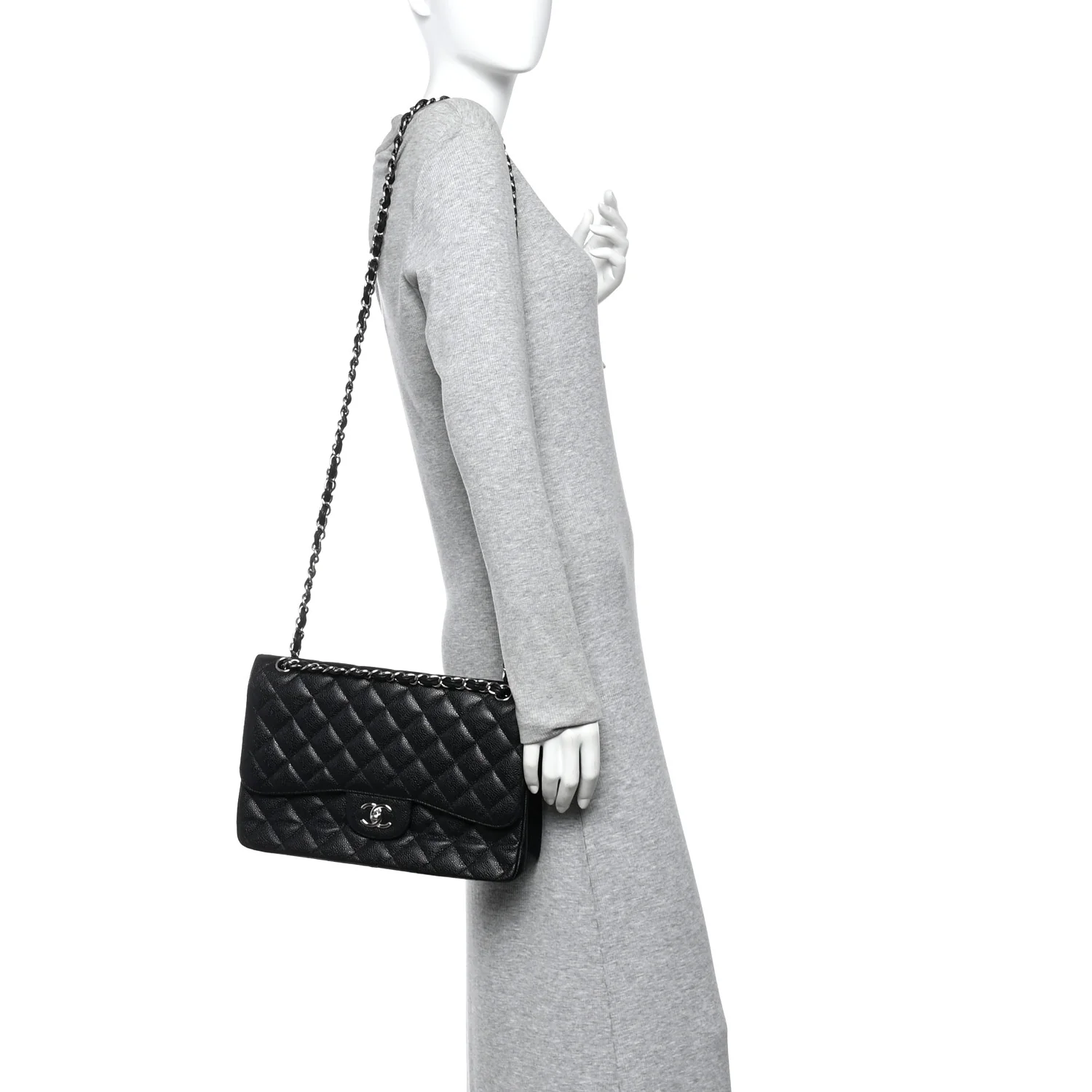 Caviar Quilted Jumbo Double Flap Black - Image 2