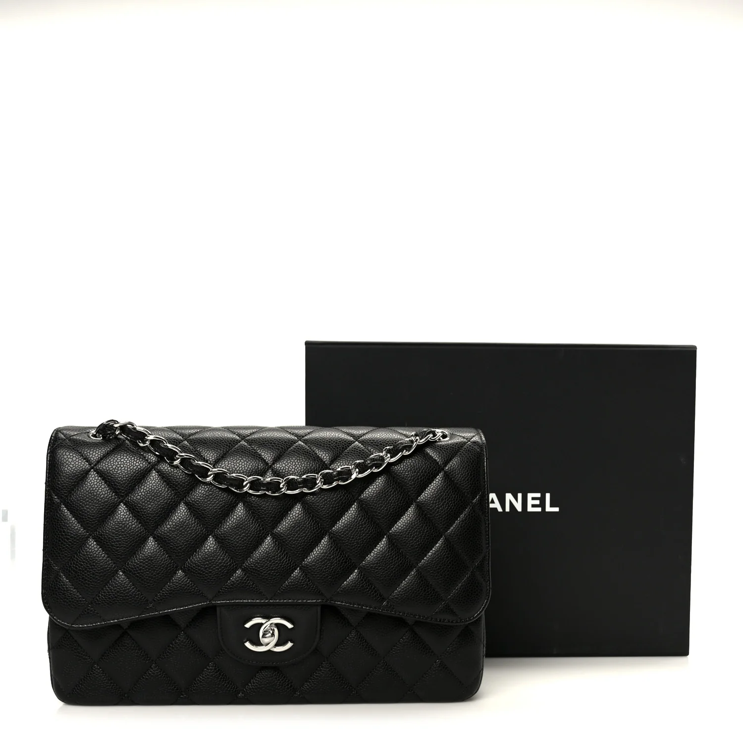 Caviar Quilted Jumbo Double Flap Black - Image 12