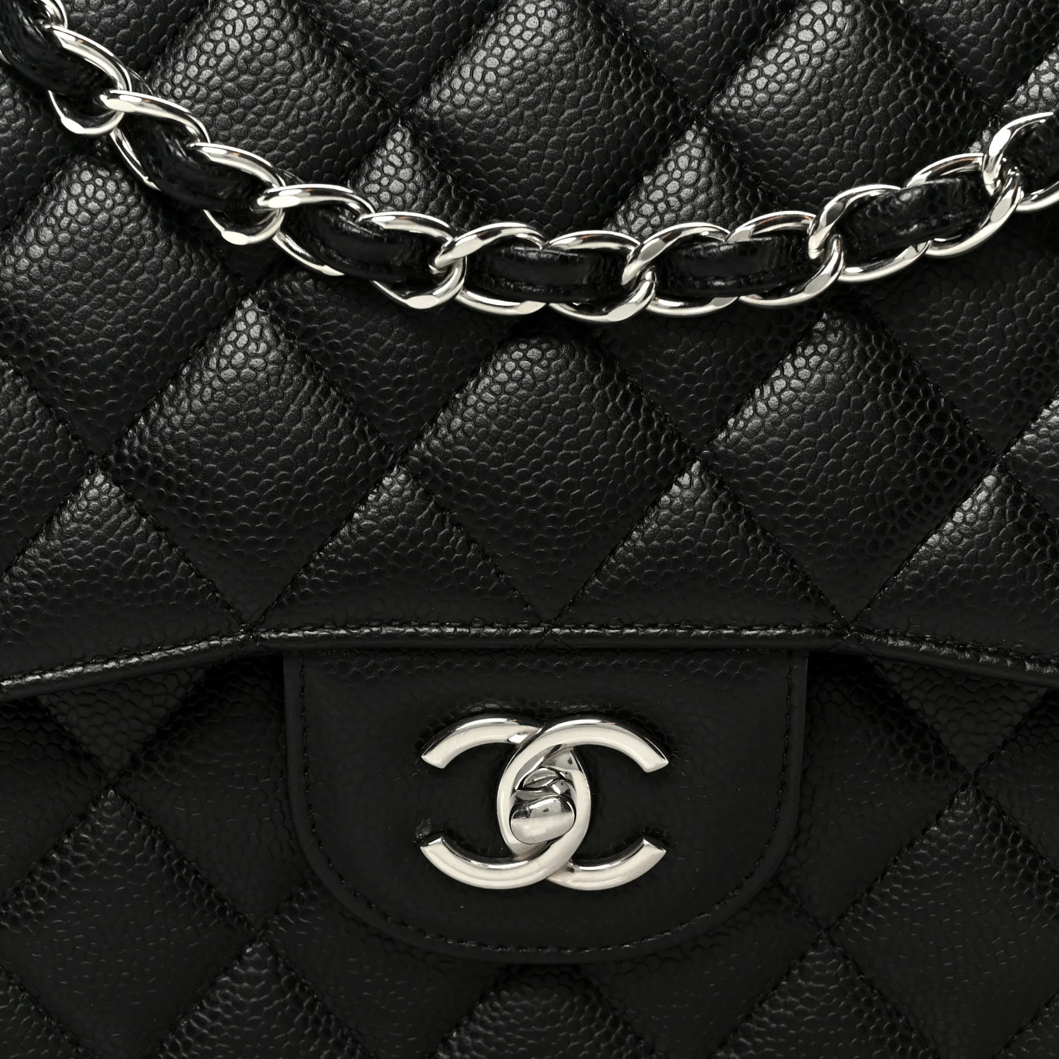 Caviar Quilted Jumbo Double Flap Black - Image 9
