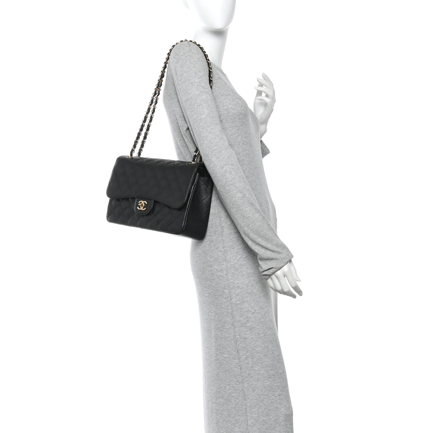 Caviar Quilted Jumbo Double Flap Black - Image 2