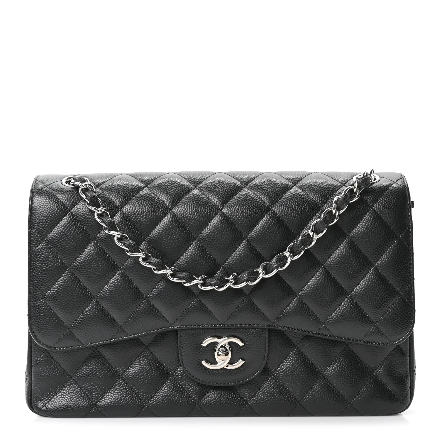Caviar Quilted Jumbo Double Flap Black