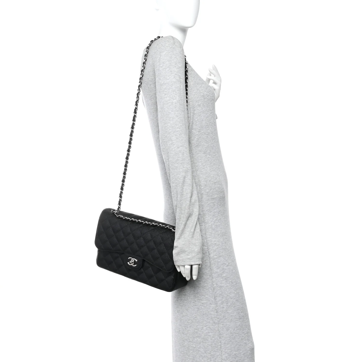 Caviar Quilted Jumbo Double Flap Black - Image 2