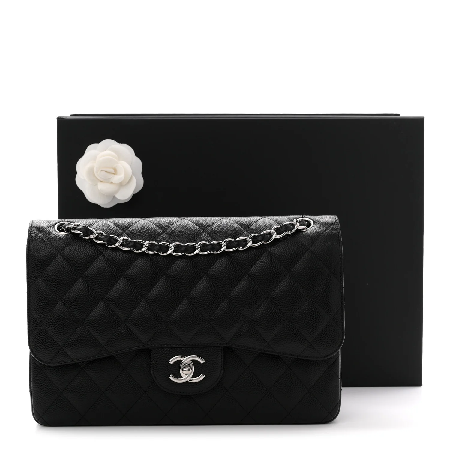 Caviar Quilted Jumbo Double Flap Black - Image 11