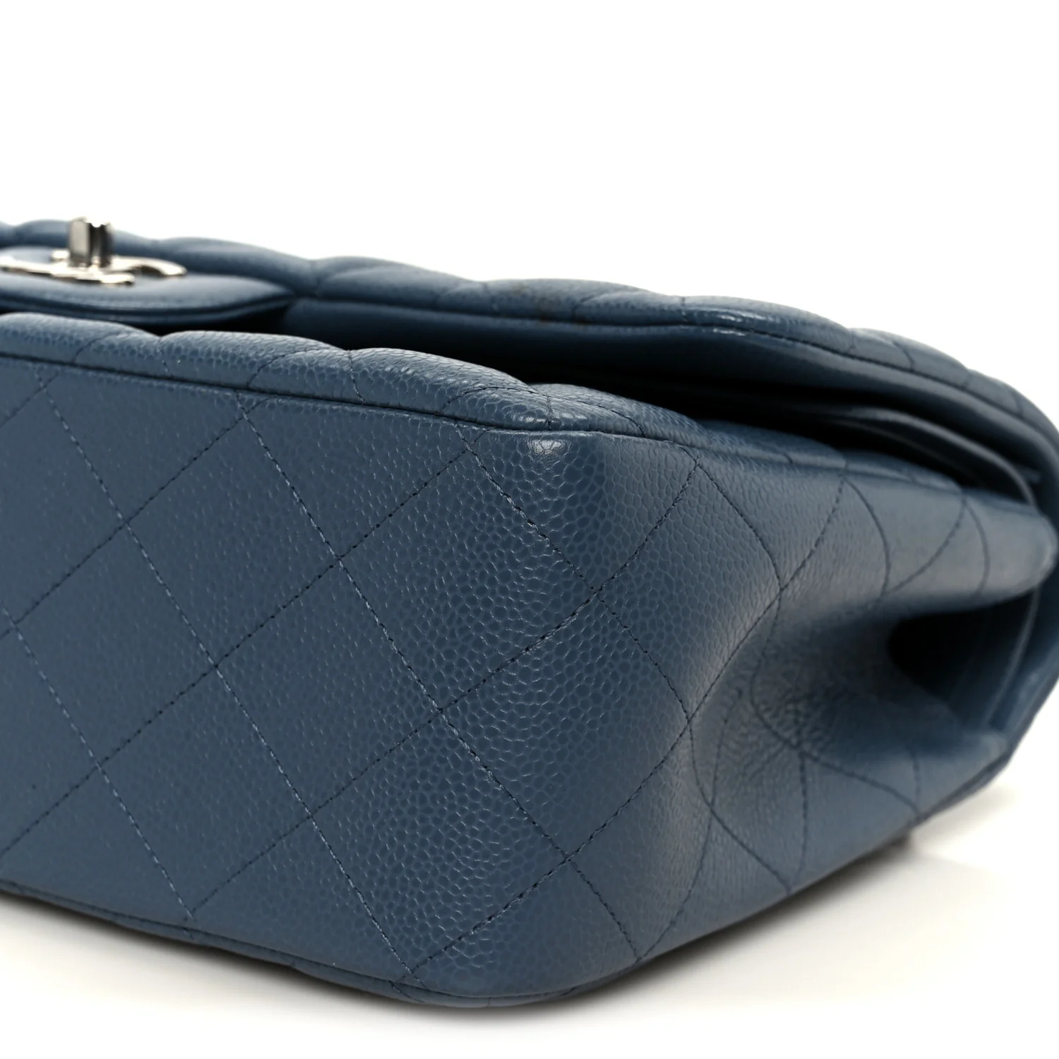 Caviar Quilted Jumbo Double Flap Blue - Image 11