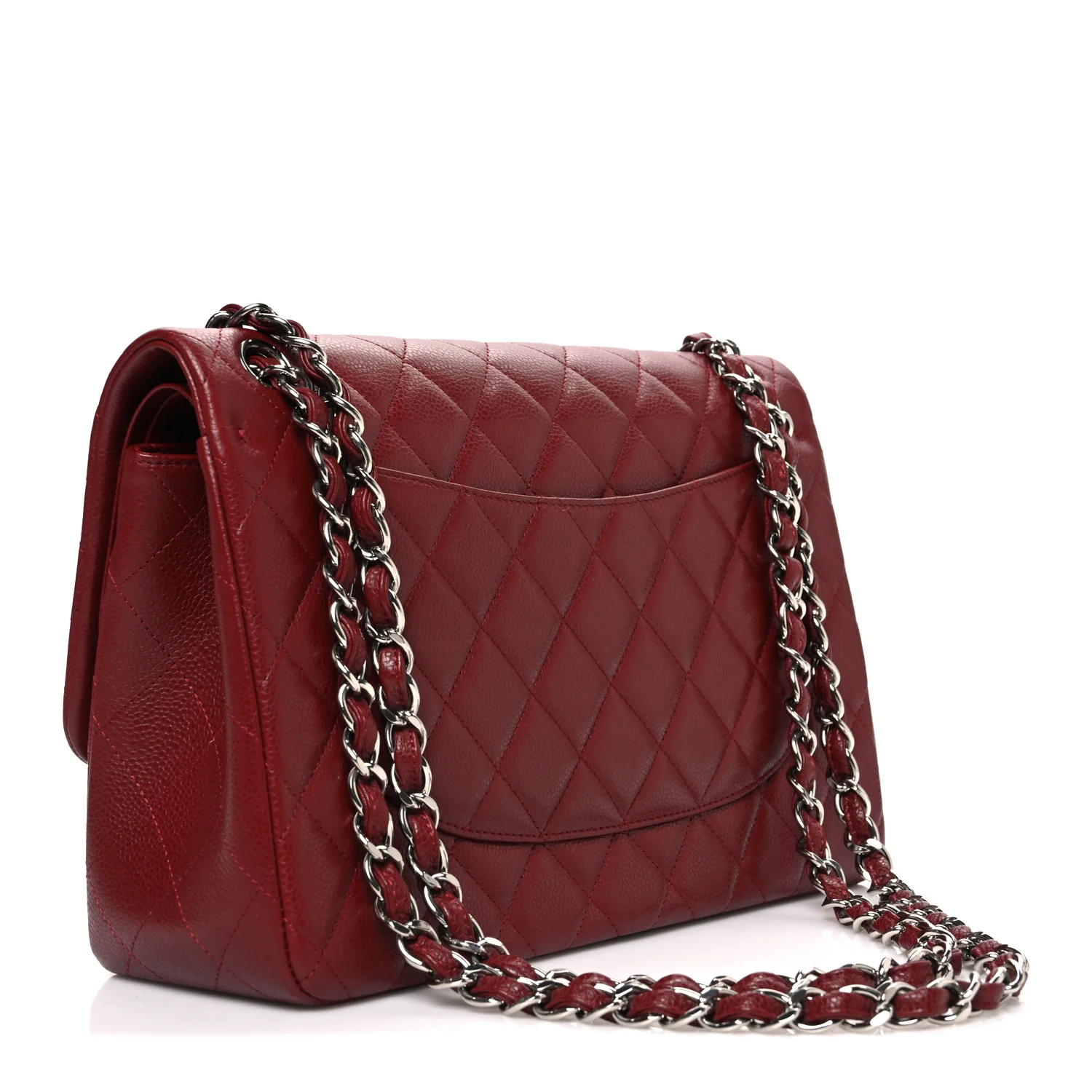 Caviar Quilted Jumbo Double Flap Burgundy - Image 3