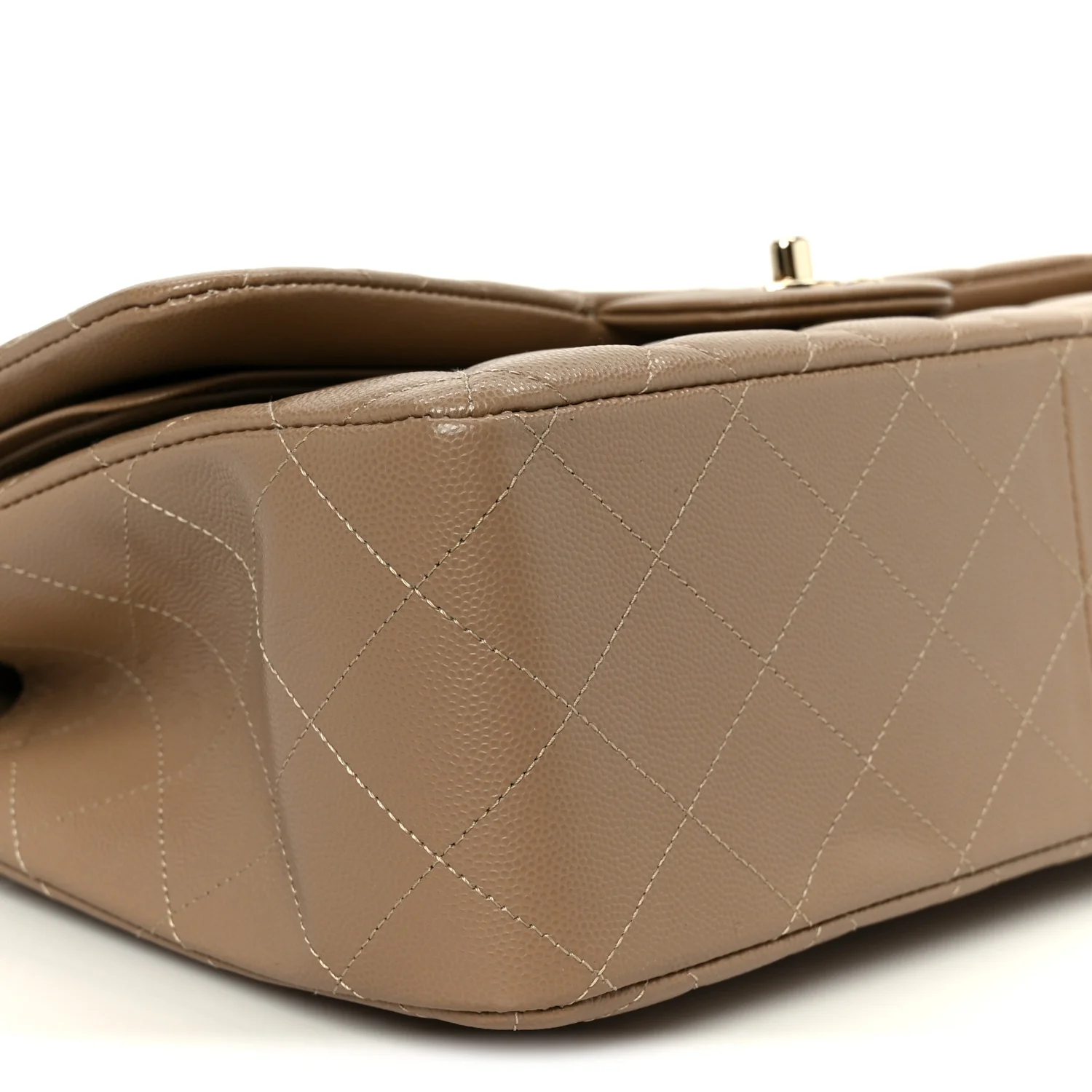 Caviar Quilted Jumbo Double Flap Dark Beige - Image 12