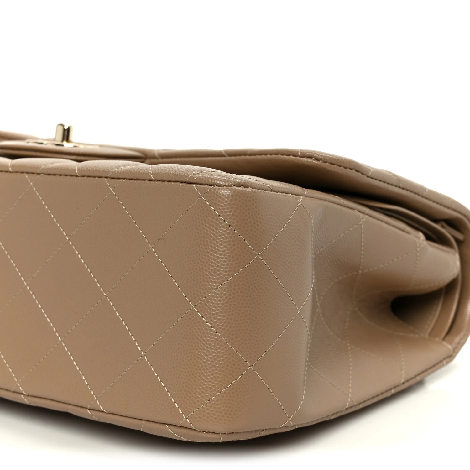 Caviar Quilted Jumbo Double Flap Dark Beige - Image 13