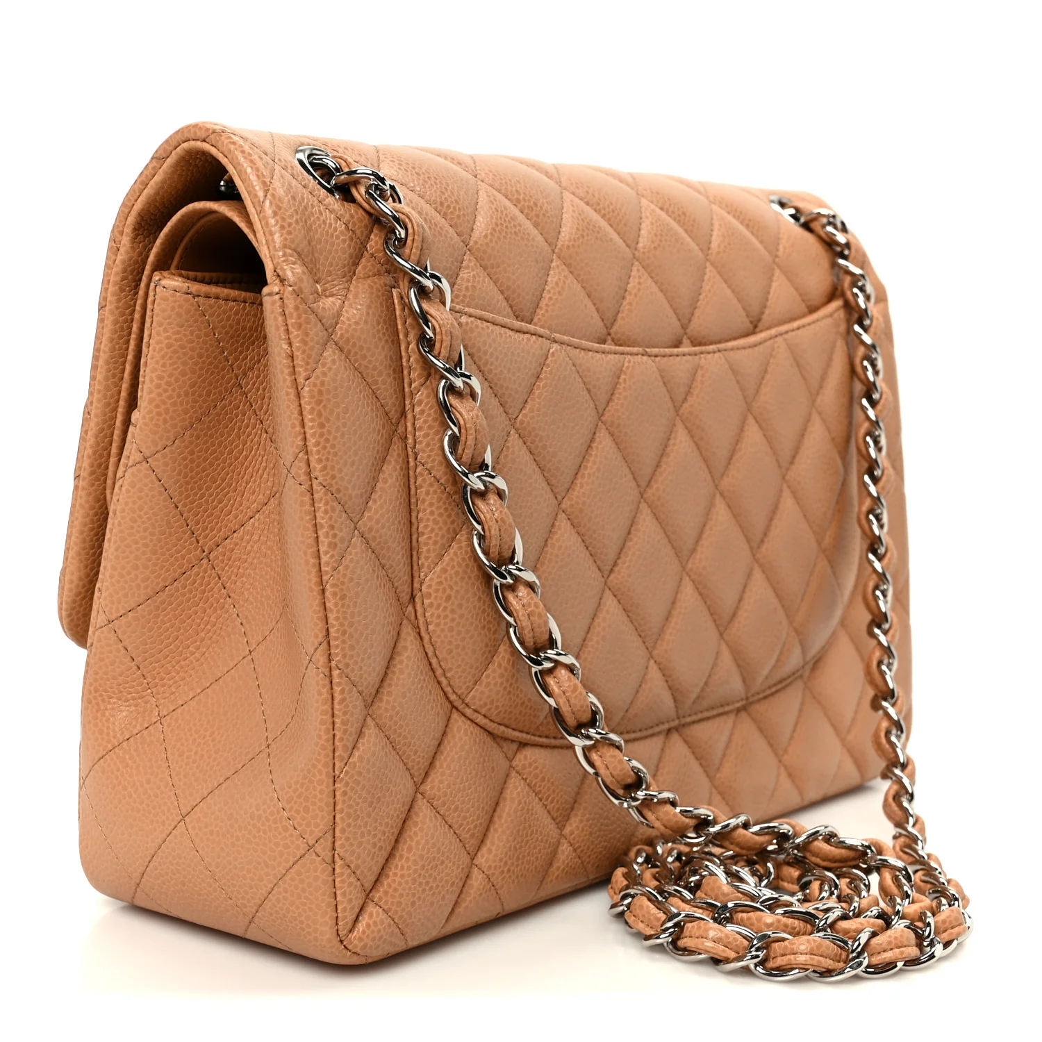 Caviar Quilted Jumbo Double Flap Dark Beige - Image 3