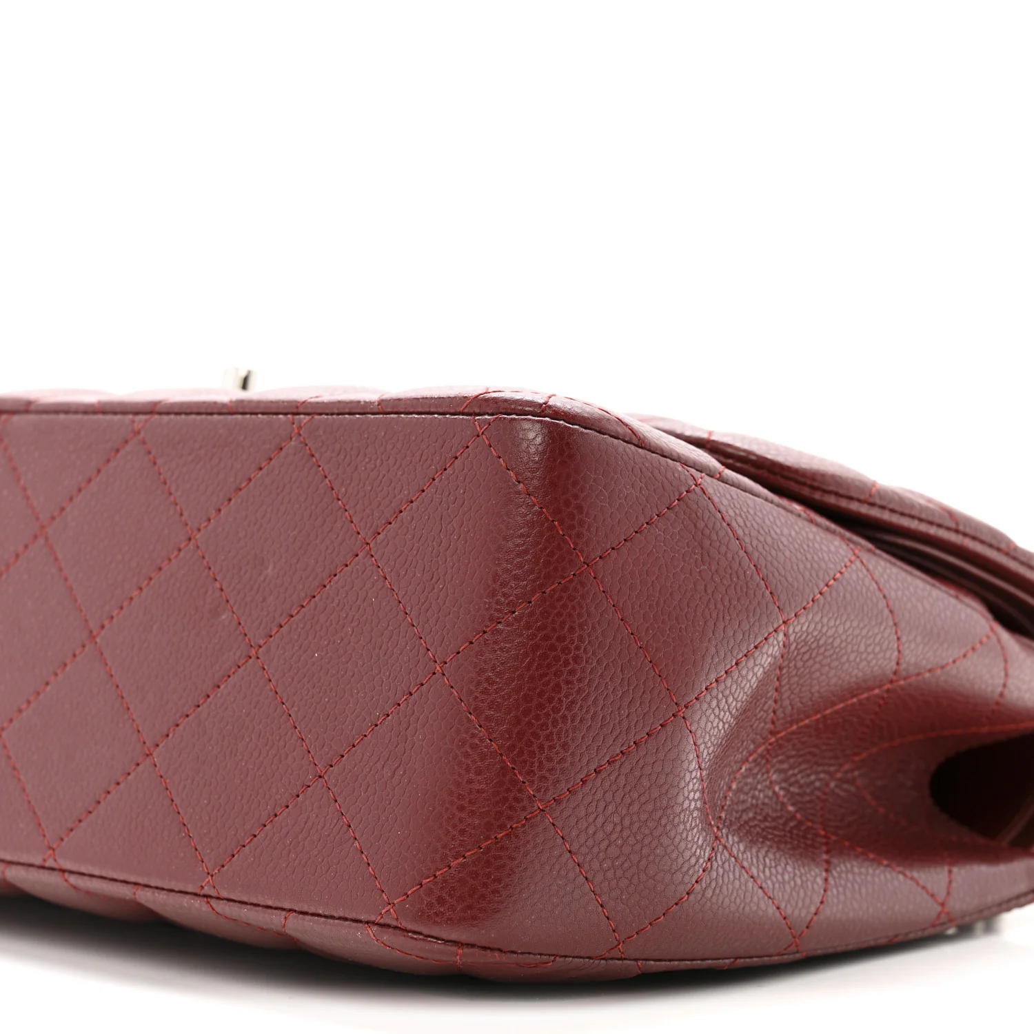 Caviar Quilted Jumbo Double Flap Dark Red - Image 10