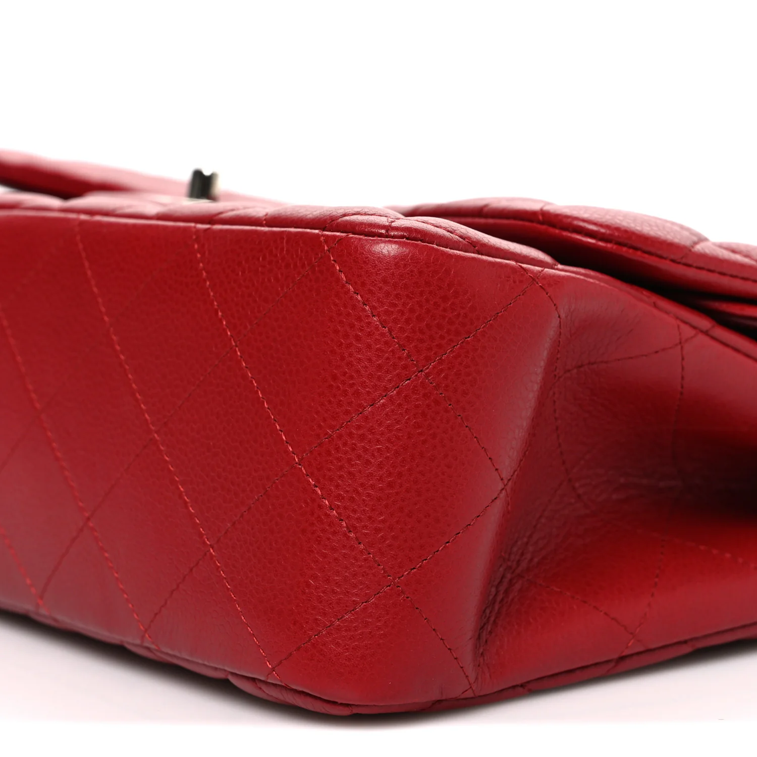 Caviar Quilted Jumbo Double Flap Dark Red - Image 10