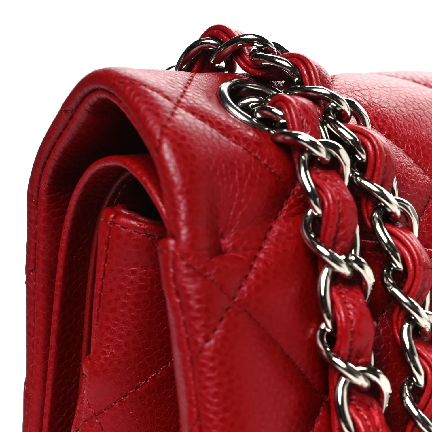 Caviar Quilted Jumbo Double Flap Dark Red - Image 11