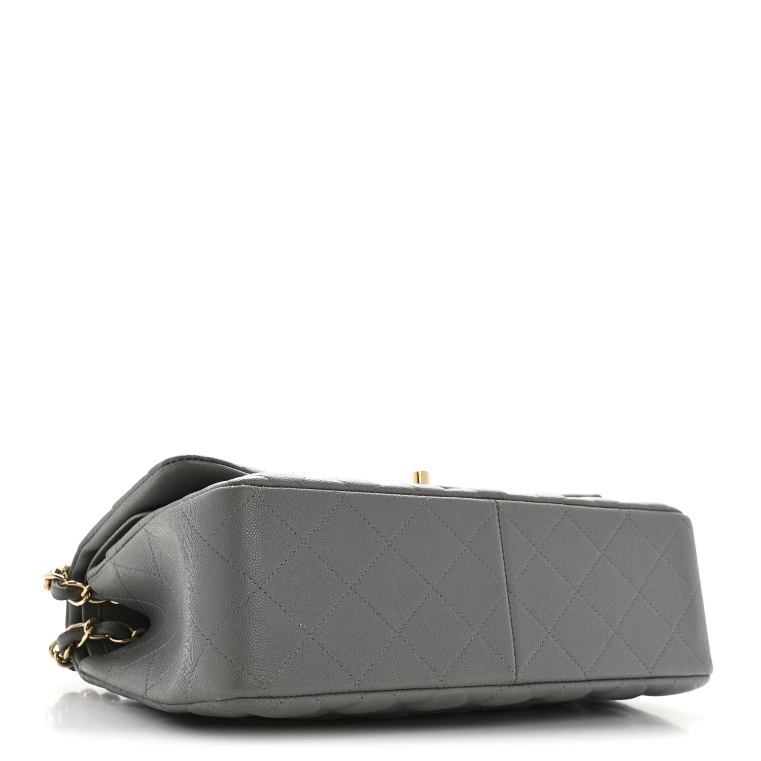 Caviar Quilted Jumbo Double Flap Grey - Image 4