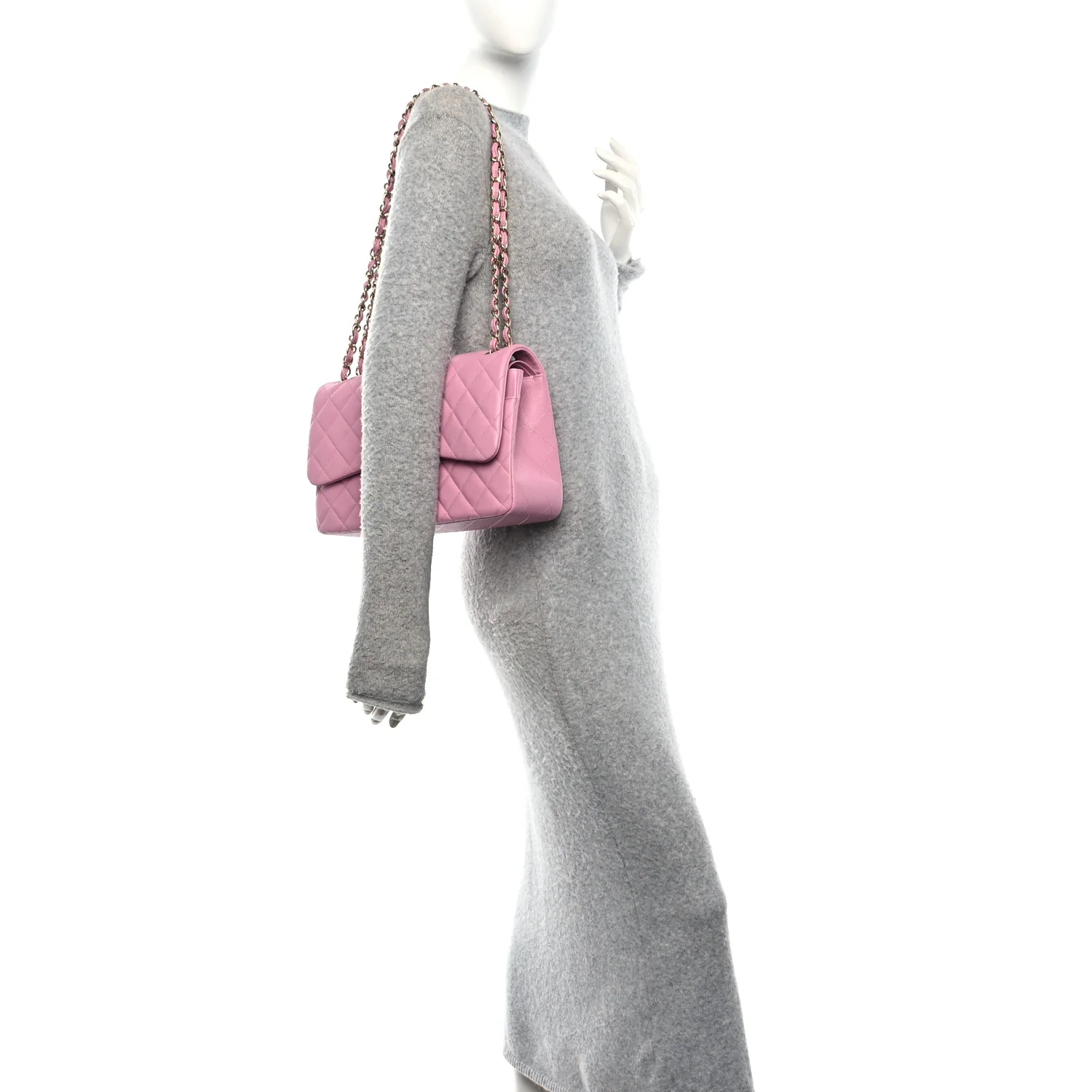 Caviar Quilted Jumbo Double Flap Pink - Image 2