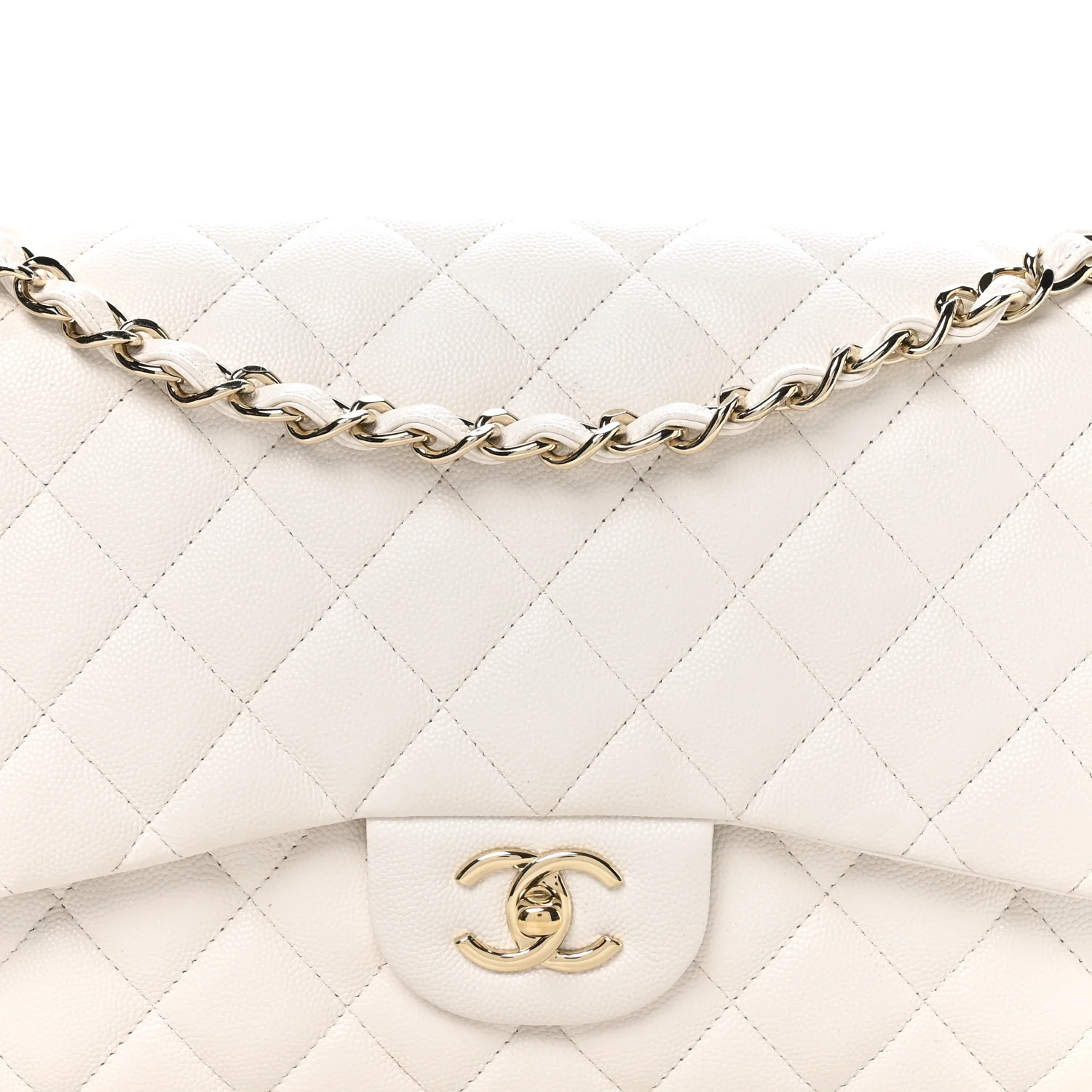 Caviar Quilted Jumbo Double Flap White - Image 8