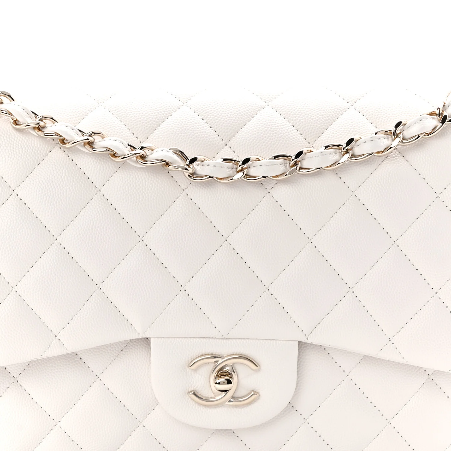 Caviar Quilted Jumbo Double Flap White - Image 8