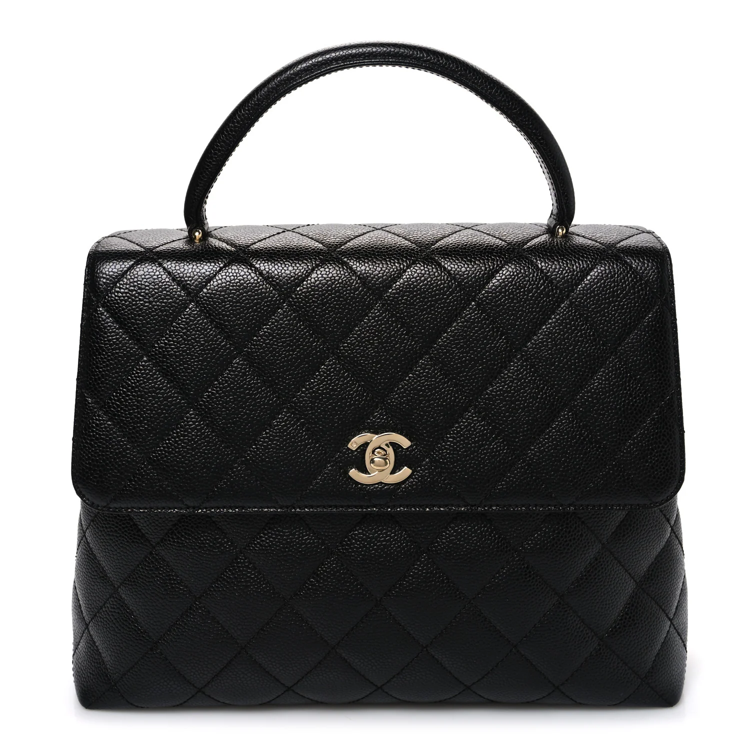 Caviar Quilted Jumbo Kelly Flap Black