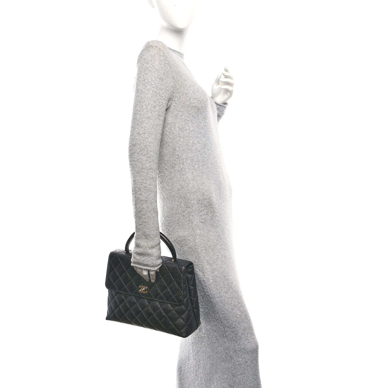 Caviar Quilted Jumbo Kelly Flap Black - Image 2