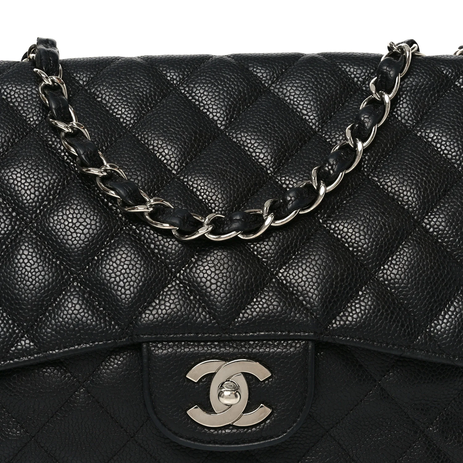 Caviar Quilted Jumbo Single Flap Black - Image 8